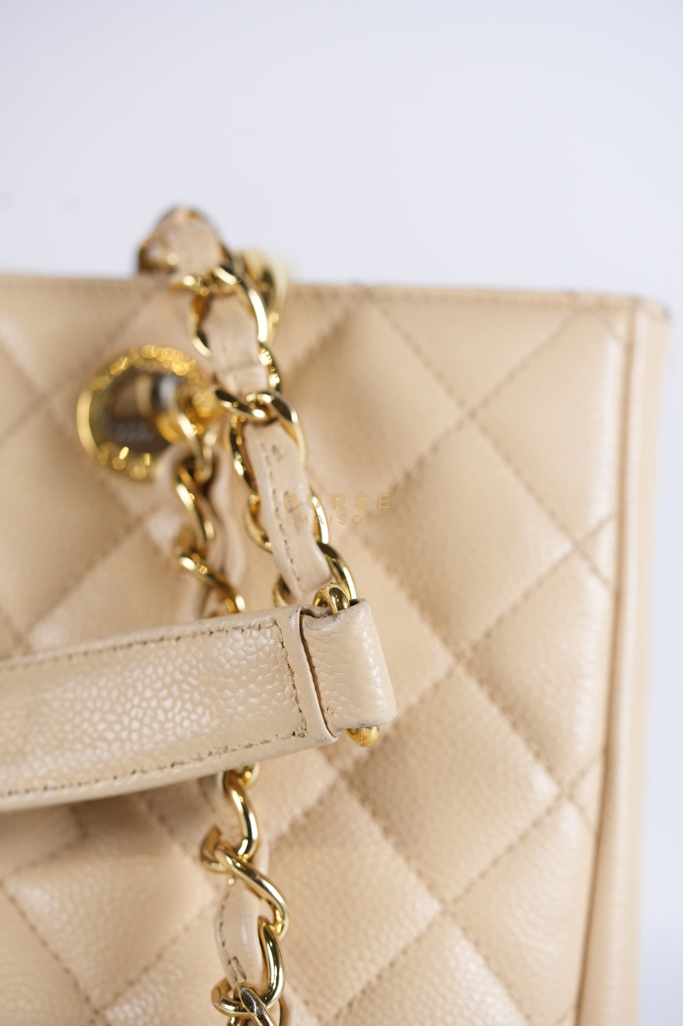 Grand Shopping Tote (GST) Beige in Caviar Leather and Gold Hardware Series 16 | Purse Maison Luxury Bags Shop