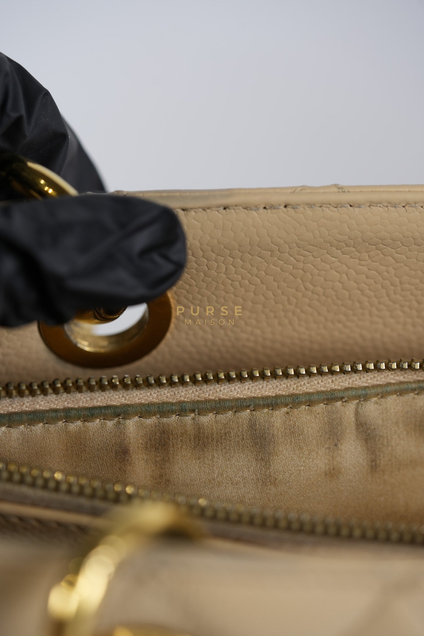 Grand Shopping Tote (GST) Beige in Caviar Leather and Gold Hardware Series 16 | Purse Maison Luxury Bags Shop