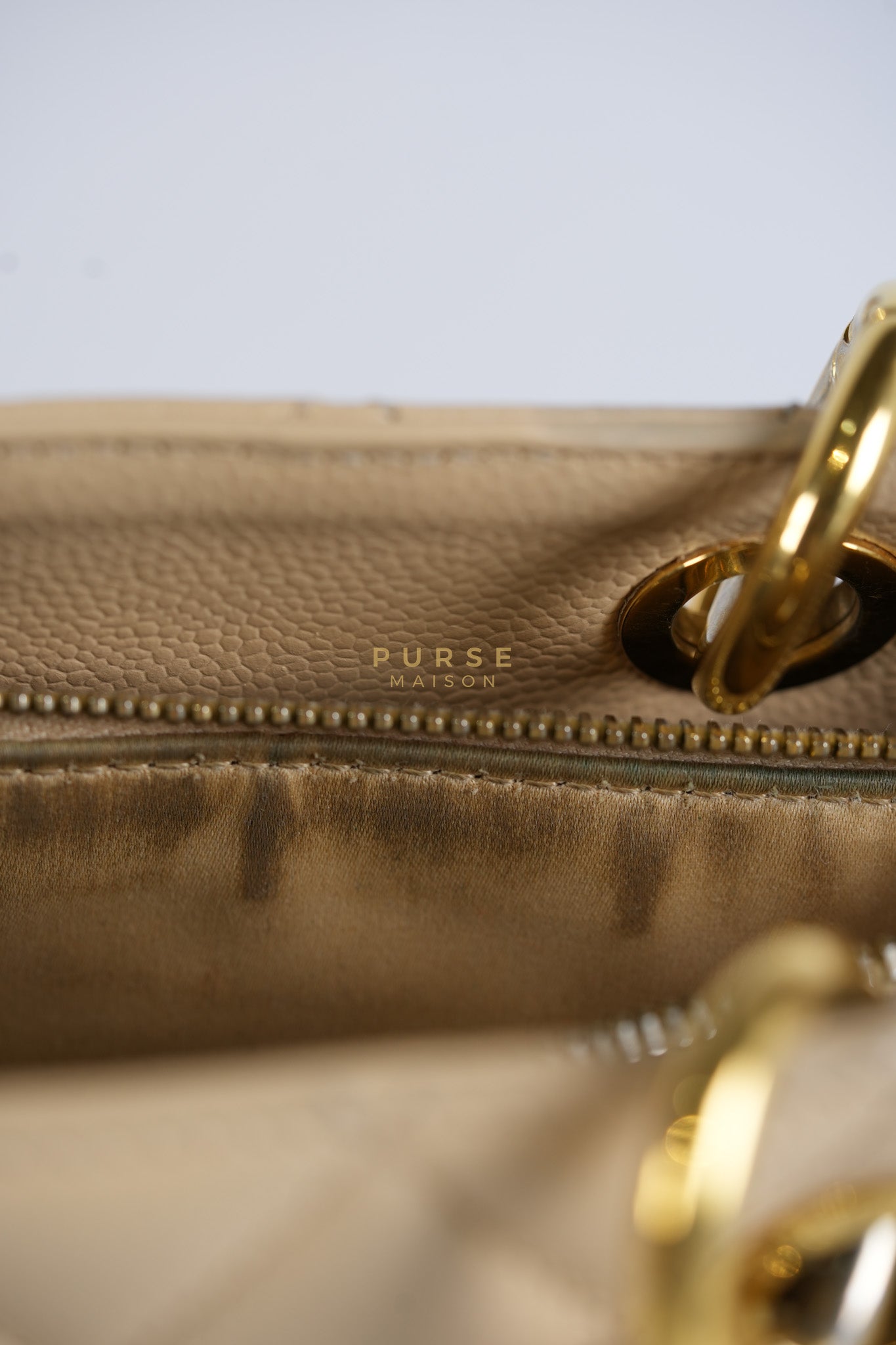 Grand Shopping Tote (GST) Beige in Caviar Leather and Gold Hardware Series 16 | Purse Maison Luxury Bags Shop