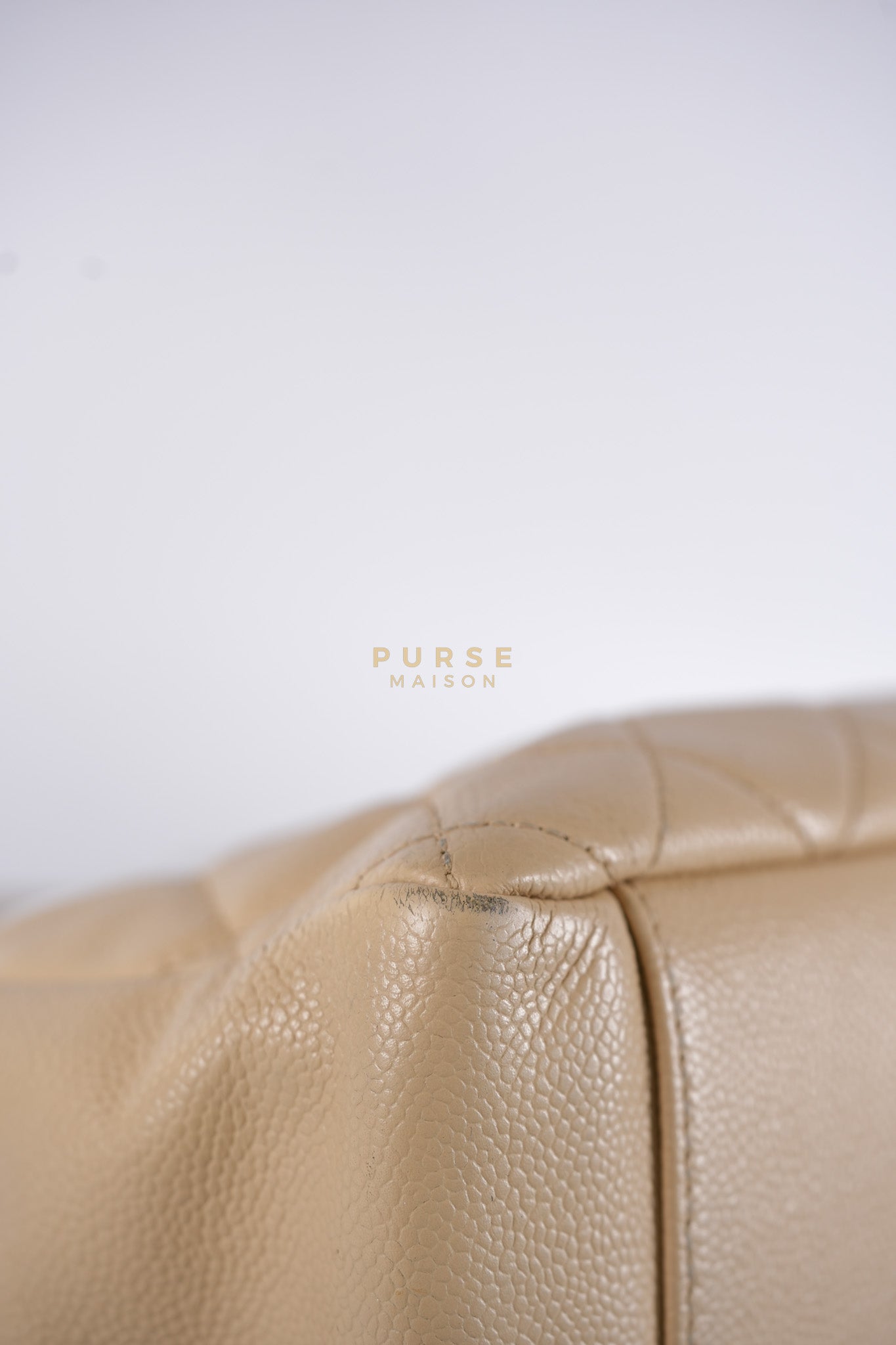 Grand Shopping Tote (GST) Beige in Caviar Leather and Gold Hardware Series 16 | Purse Maison Luxury Bags Shop