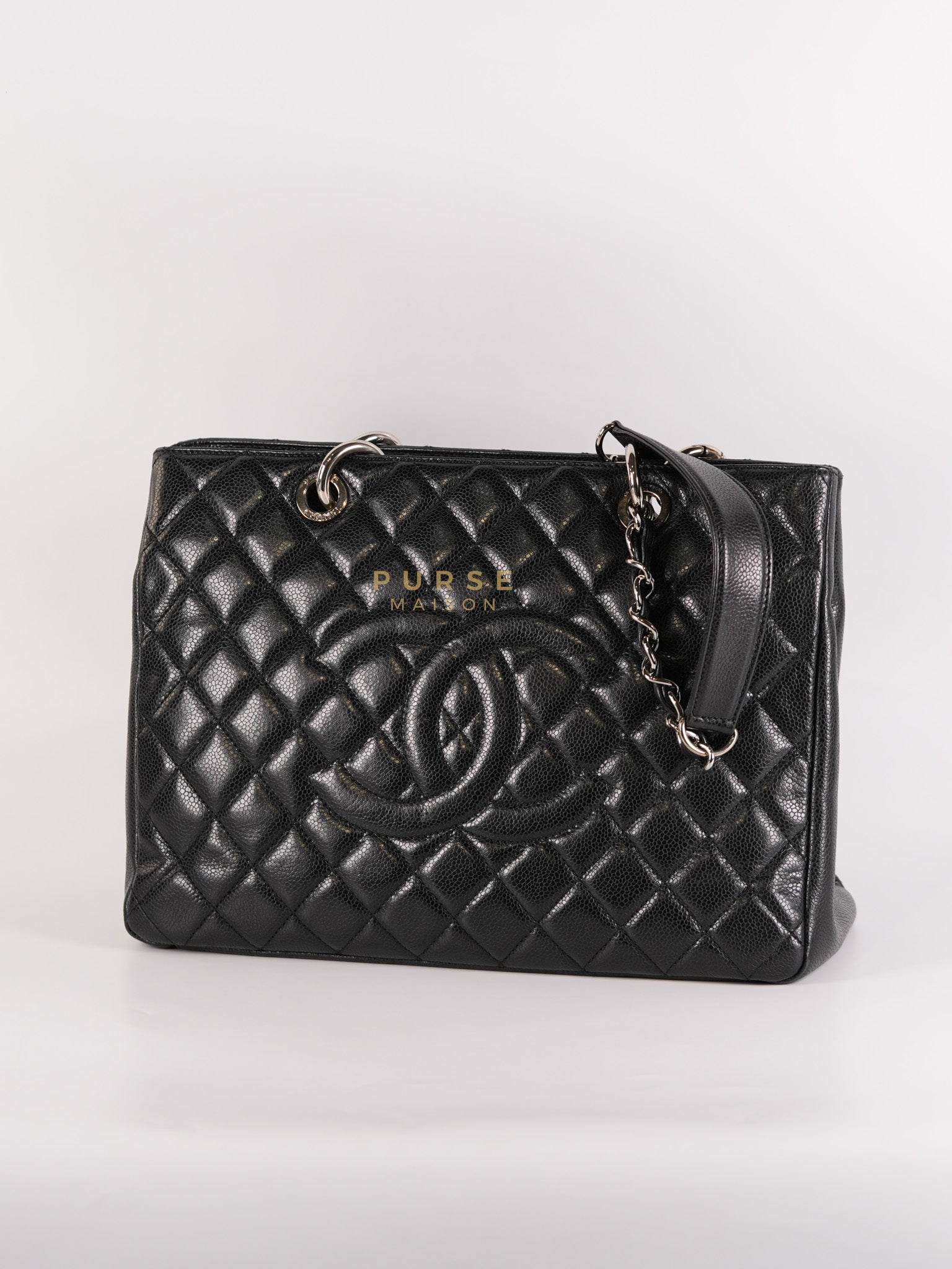 Grand Shopping Tote (GST) Black Caviar in Silver Hardware Series 13 | Purse Maison Luxury Bags Shop