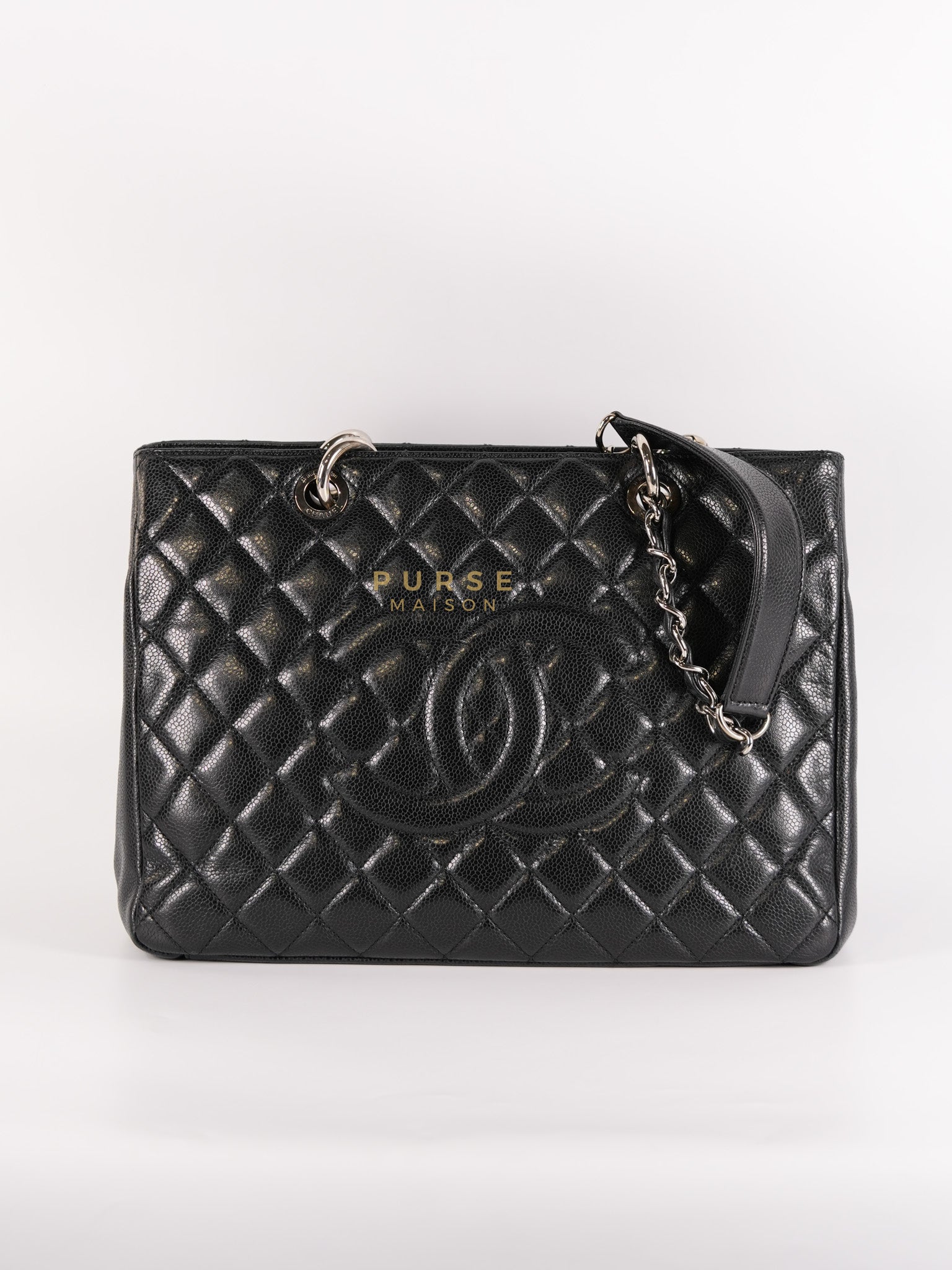 Grand Shopping Tote (GST) Black Caviar in Silver Hardware Series 13 | Purse Maison Luxury Bags Shop