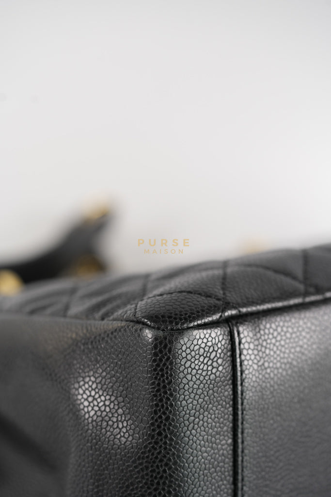 Grand Shopping Tote (GST) Black Caviar Leather in Gold Hardware (Series 13) | Purse Maison Luxury Bags Shop