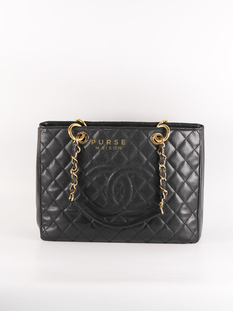 Grand Shopping Tote (GST) Black Caviar Leather in Gold Hardware (Series 13) | Purse Maison Luxury Bags Shop