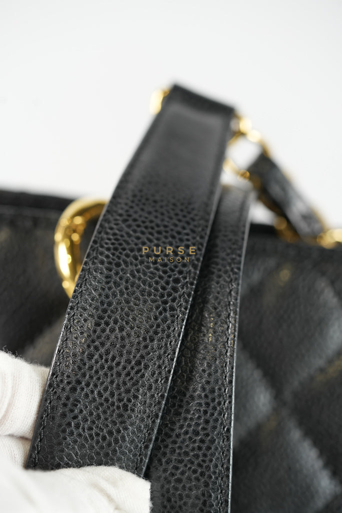Grand Shopping Tote (GST) Black Caviar Leather in Gold Hardware (Series 13) | Purse Maison Luxury Bags Shop