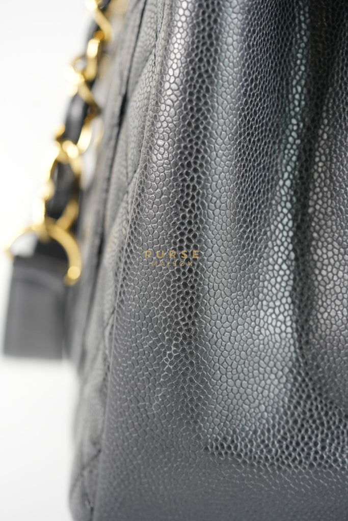 Grand Shopping Tote (GST) Black Caviar Leather in Gold Hardware (Series 13) | Purse Maison Luxury Bags Shop