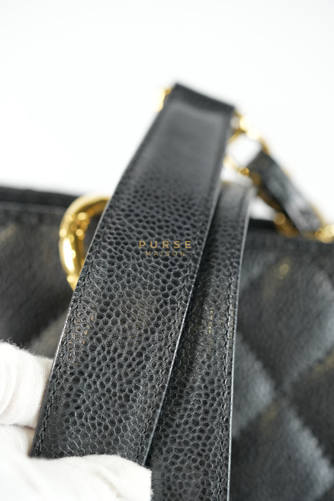Grand Shopping Tote (GST) Black Caviar Leather in Gold Hardware (Series 13) | Purse Maison Luxury Bags Shop