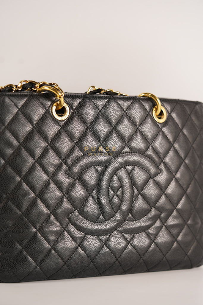 Grand Shopping Tote (GST) Black Caviar Leather in Gold Hardware (Series 13) | Purse Maison Luxury Bags Shop