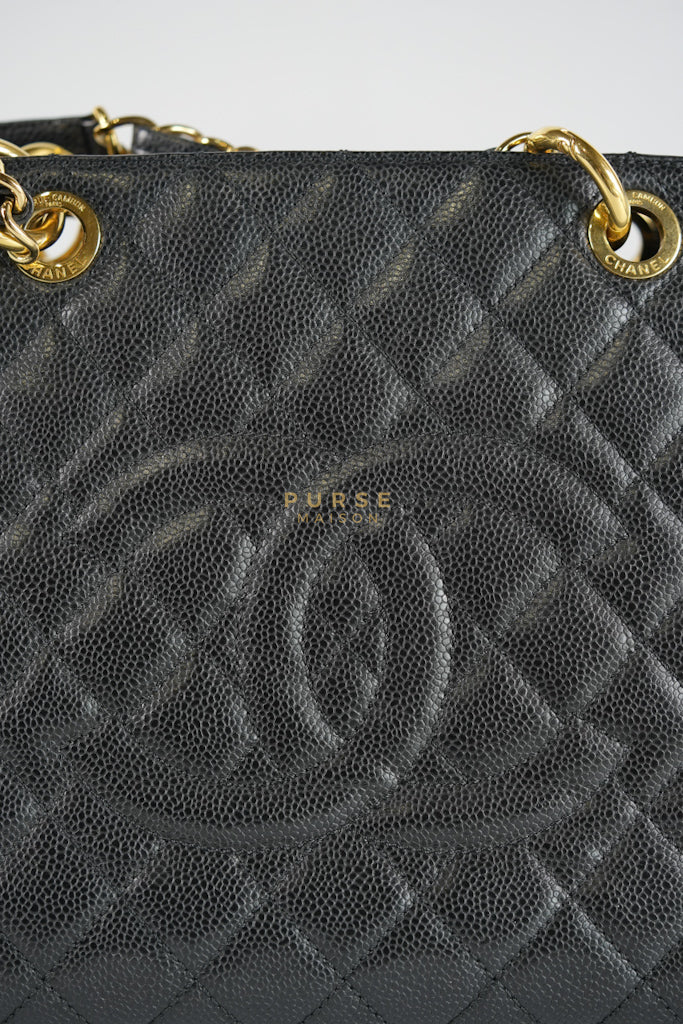 Grand Shopping Tote (GST) Black Caviar Leather in Gold Hardware (Series 13) | Purse Maison Luxury Bags Shop
