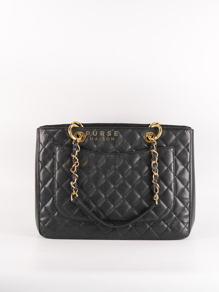 Grand Shopping Tote (GST) Black Caviar Leather in Gold Hardware (Series 13) | Purse Maison Luxury Bags Shop