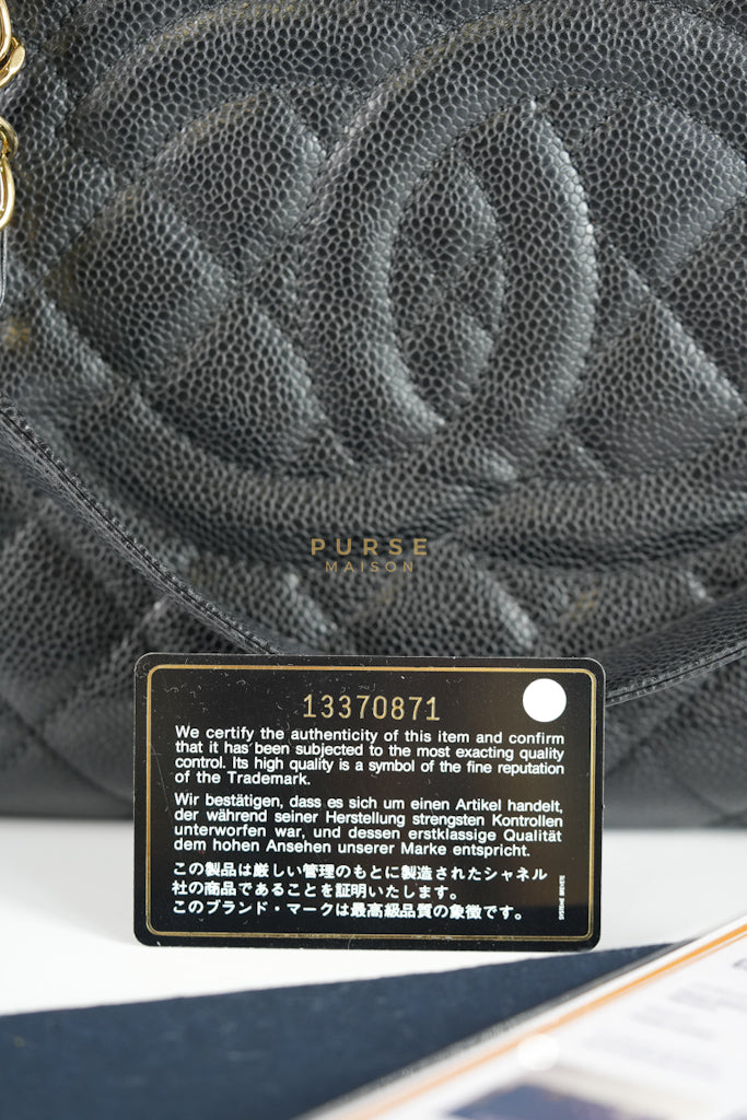 Grand Shopping Tote (GST) Black Caviar Leather in Gold Hardware (Series 13) | Purse Maison Luxury Bags Shop