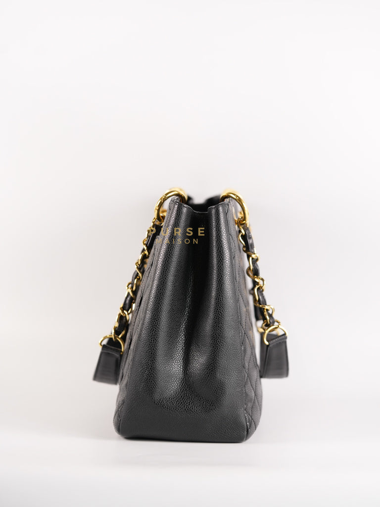 Grand Shopping Tote (GST) Black Caviar Leather in Gold Hardware (Series 13) | Purse Maison Luxury Bags Shop