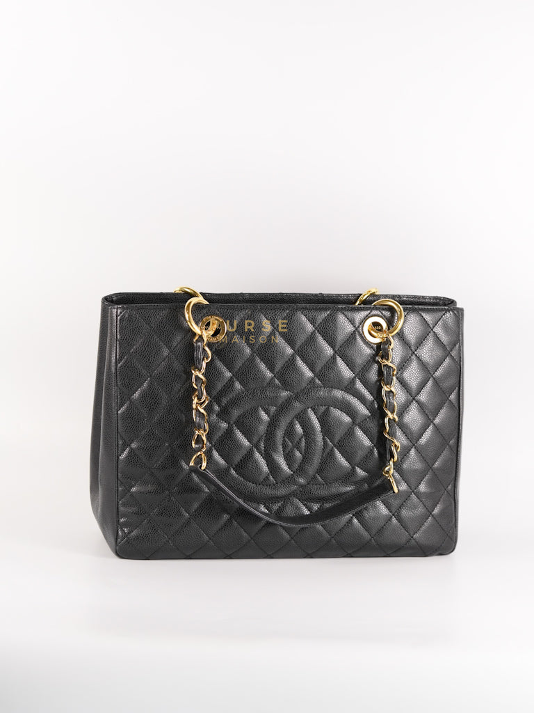 Grand Shopping Tote (GST) Black Caviar Leather in Gold Hardware (Series 13) | Purse Maison Luxury Bags Shop