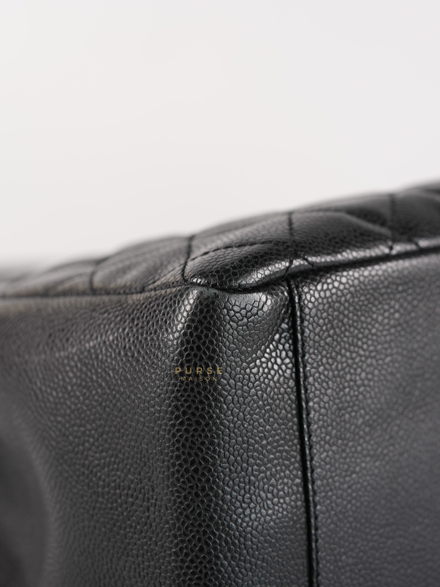 Grand Shopping Tote (GST) Black Quilted Caviar and Gold Hardware Series 14 | Purse Maison Luxury Bags Shop