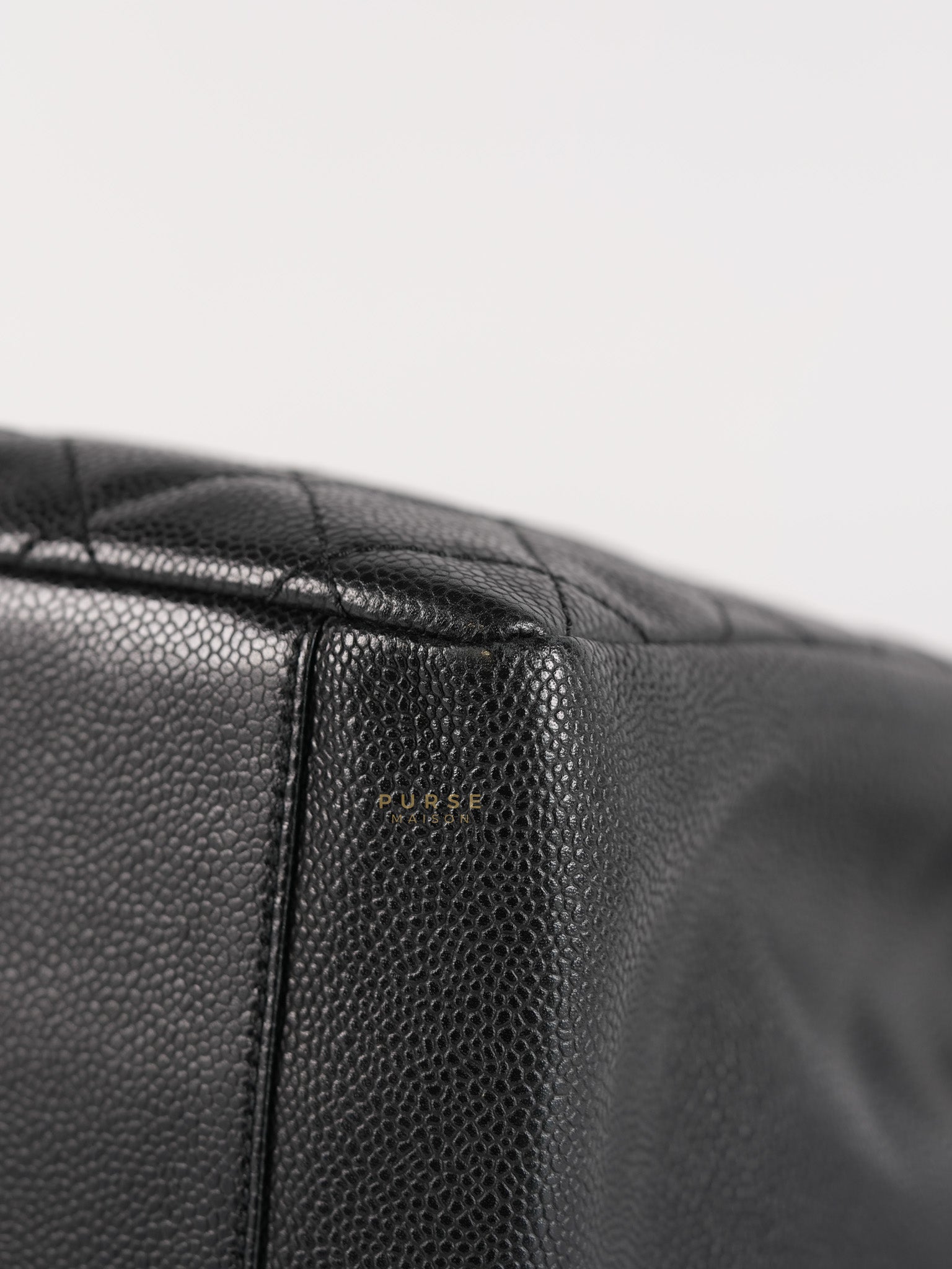 Grand Shopping Tote (GST) Black Quilted Caviar and Gold Hardware Series 14 | Purse Maison Luxury Bags Shop