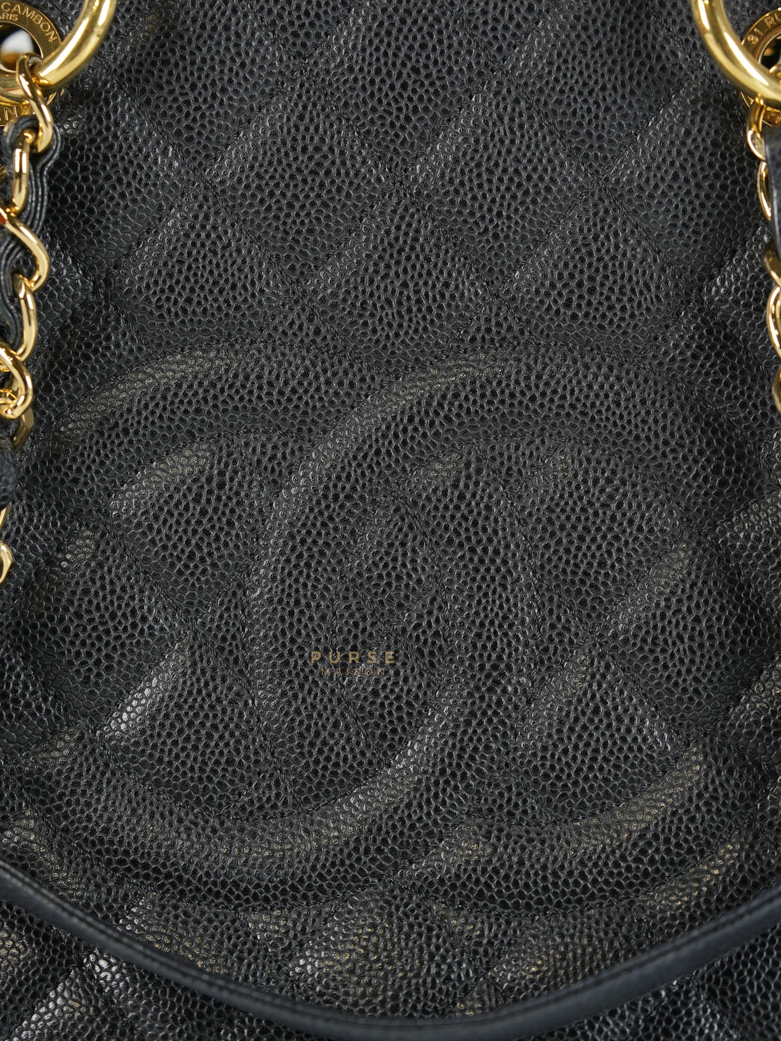 Grand Shopping Tote (GST) Black Quilted Caviar and Gold Hardware Series 14 | Purse Maison Luxury Bags Shop