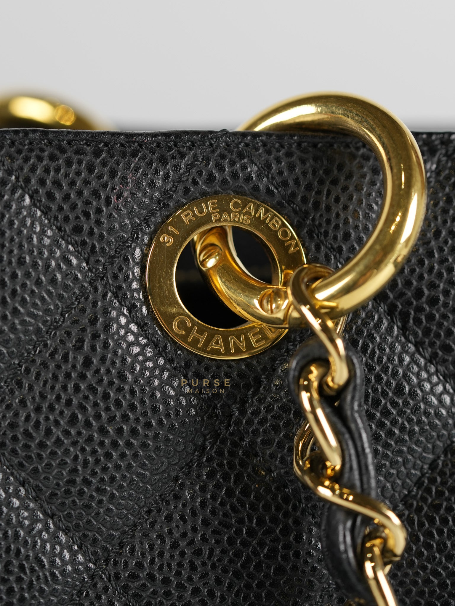 Grand Shopping Tote (GST) Black Quilted Caviar and Gold Hardware Series 14 | Purse Maison Luxury Bags Shop