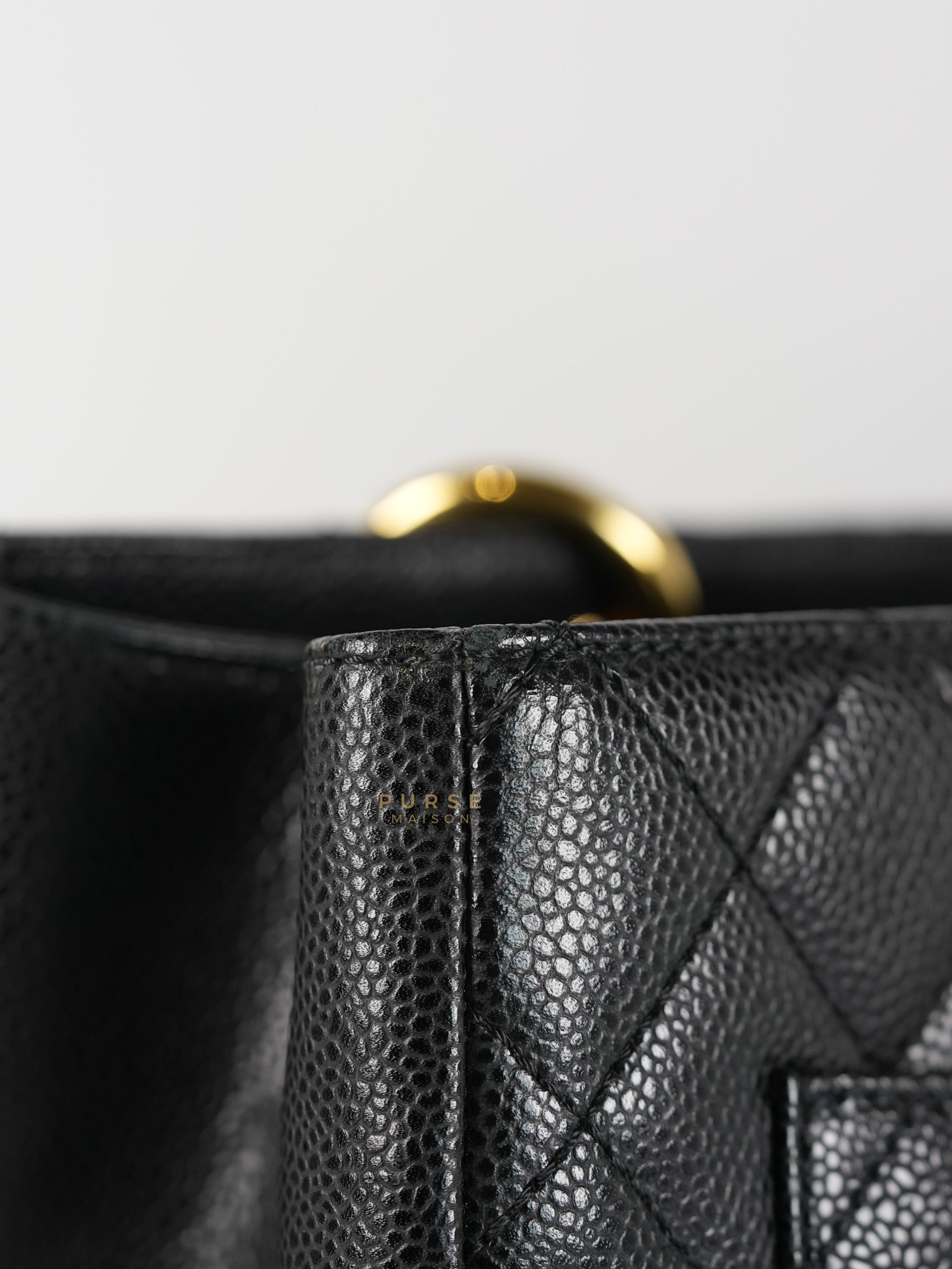 Grand Shopping Tote (GST) Black Quilted Caviar and Gold Hardware Series 14 | Purse Maison Luxury Bags Shop