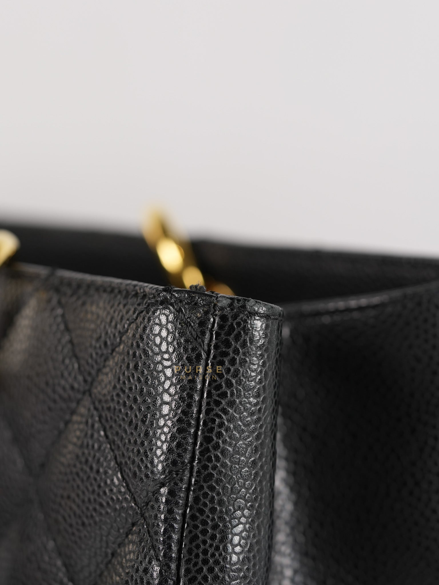 Grand Shopping Tote (GST) Black Quilted Caviar and Gold Hardware Series 14 | Purse Maison Luxury Bags Shop