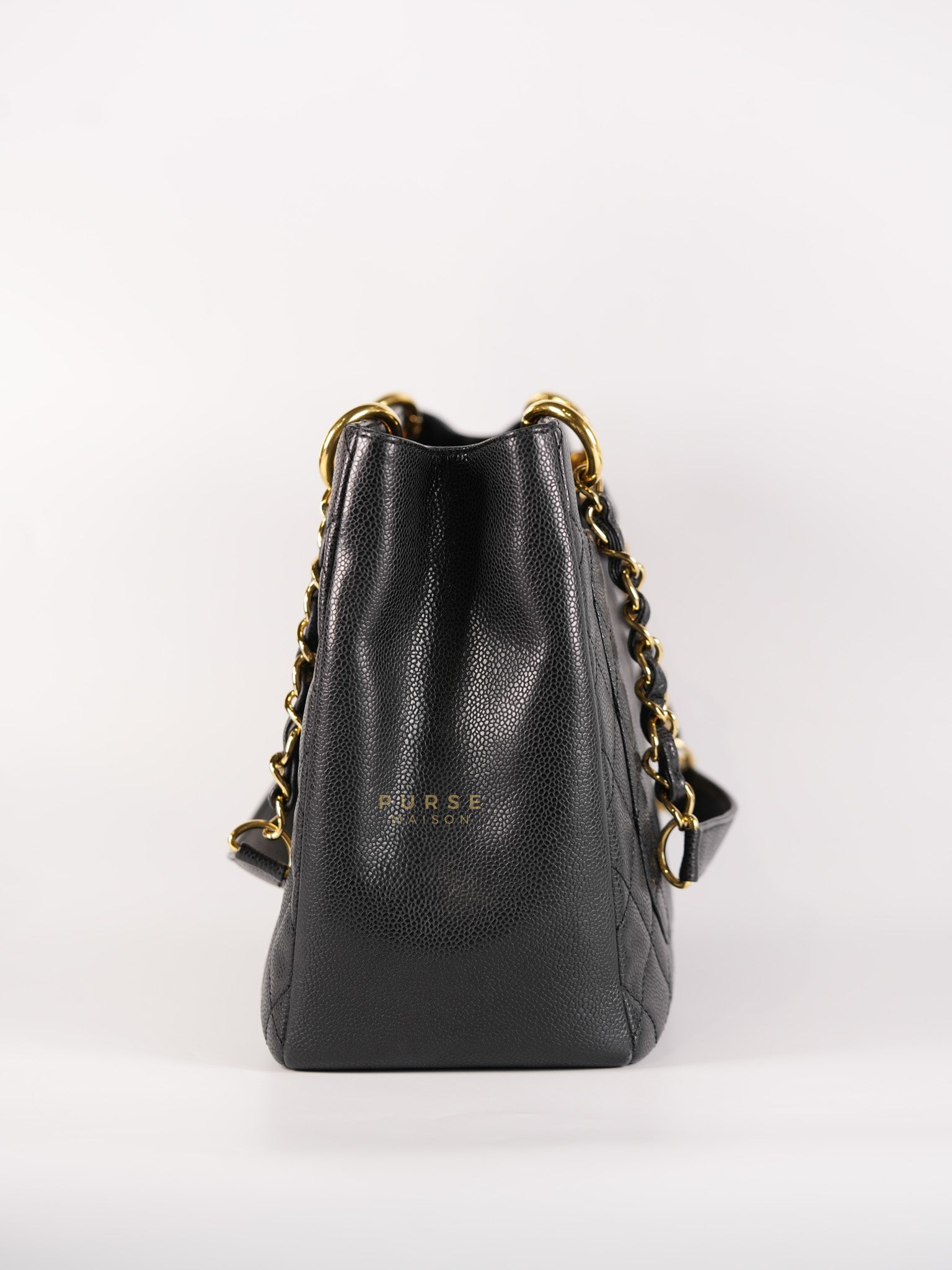 Grand Shopping Tote (GST) Black Quilted Caviar and Gold Hardware Series 14 | Purse Maison Luxury Bags Shop