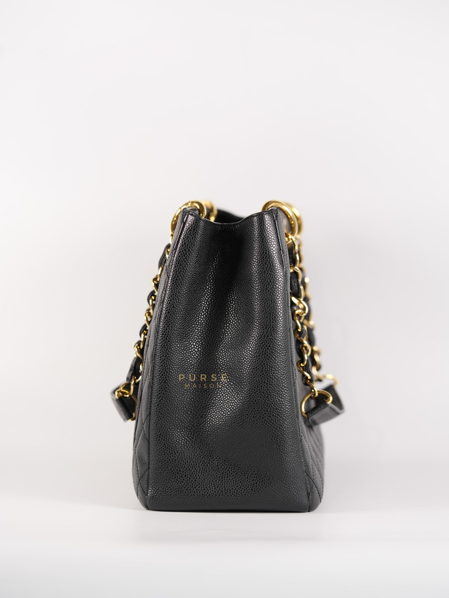 Grand Shopping Tote (GST) Black Quilted Caviar and Gold Hardware Series 14 | Purse Maison Luxury Bags Shop