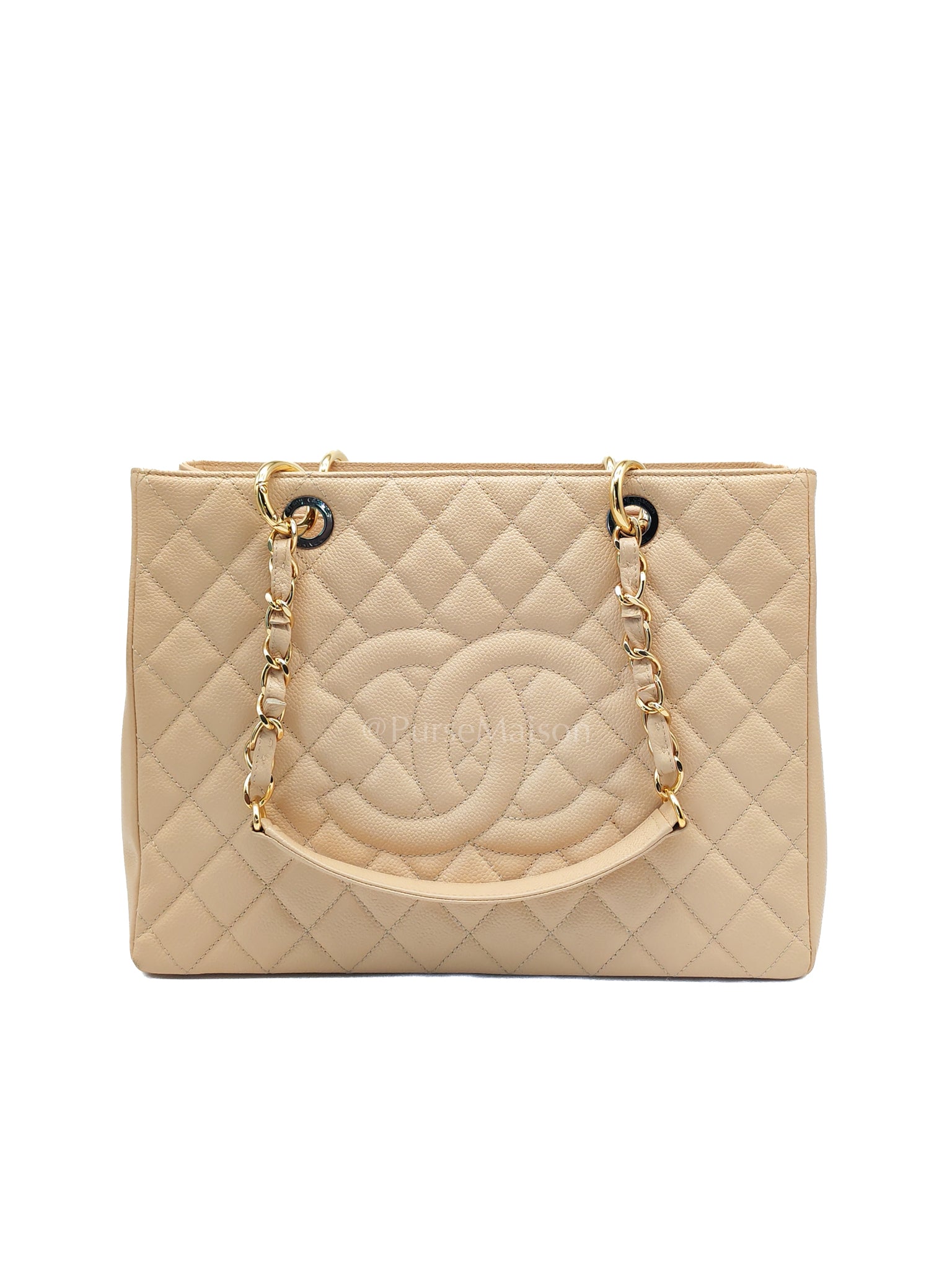 Grand Shopping Tote (GST) in Beige Caviar Leather and Gold Hardware Series 17 | Purse Maison Luxury Bags Shop