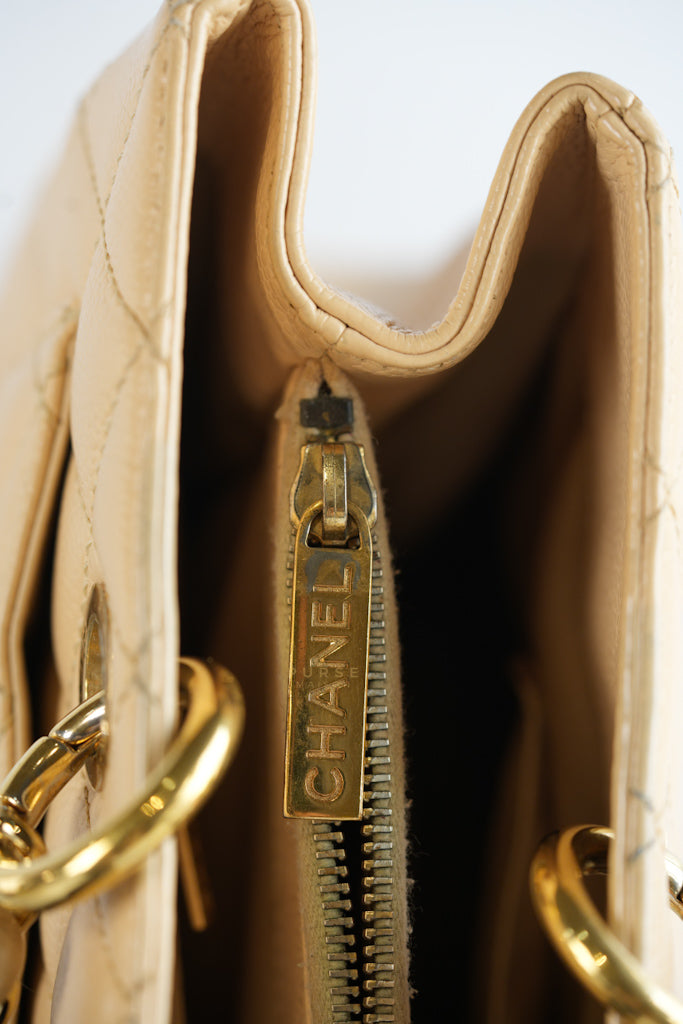 Grand Shopping Tote (GST) in Beige Clair Caviar Leather and Gold Hardware Series 15 | Purse Maison Luxury Bags Shop