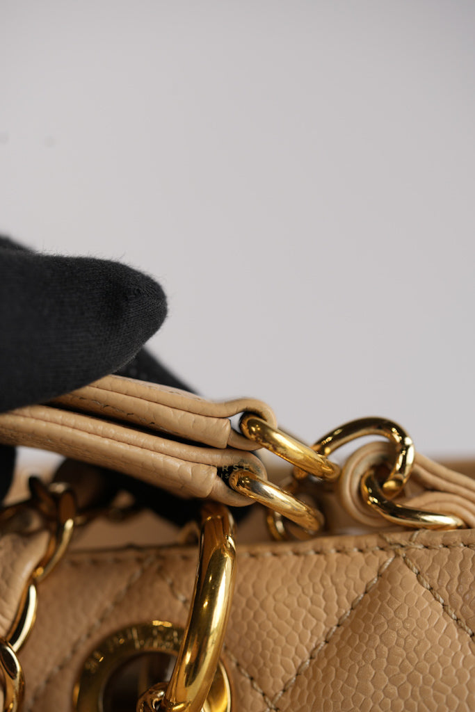 Grand Shopping Tote (GST) in Beige Clair Caviar Leather and Gold Hardware Series 15 | Purse Maison Luxury Bags Shop