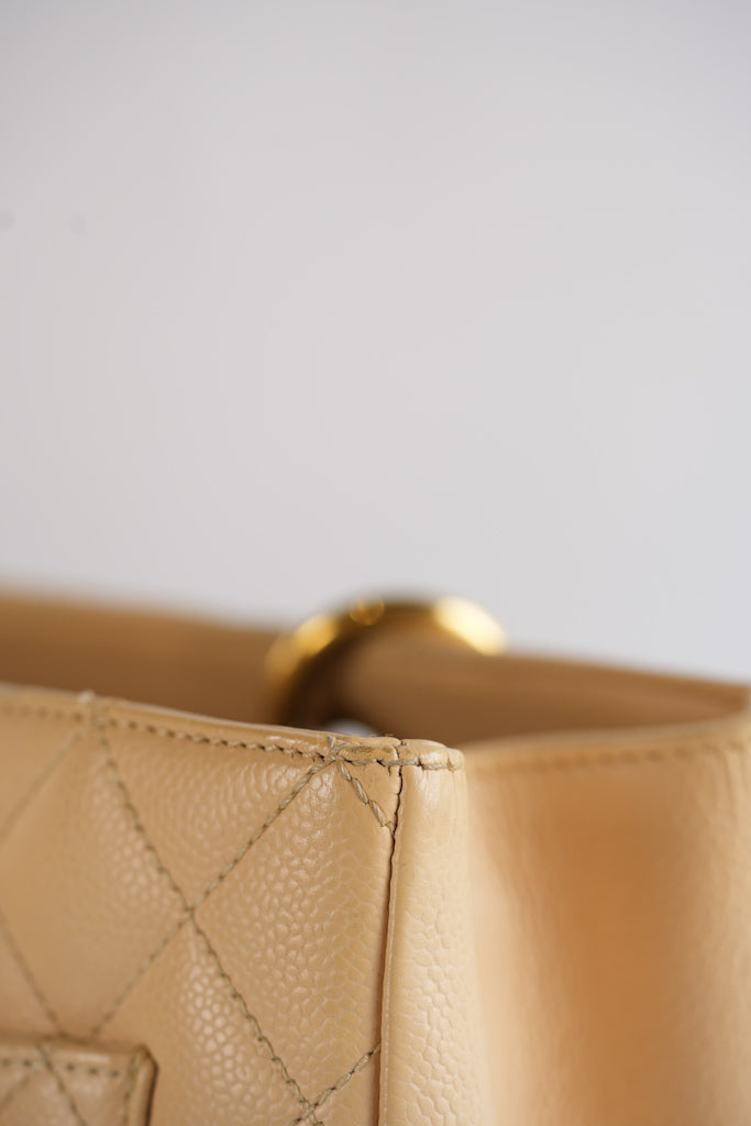 Grand Shopping Tote (GST) in Beige Clair Caviar Leather and Gold Hardware Series 15 | Purse Maison Luxury Bags Shop