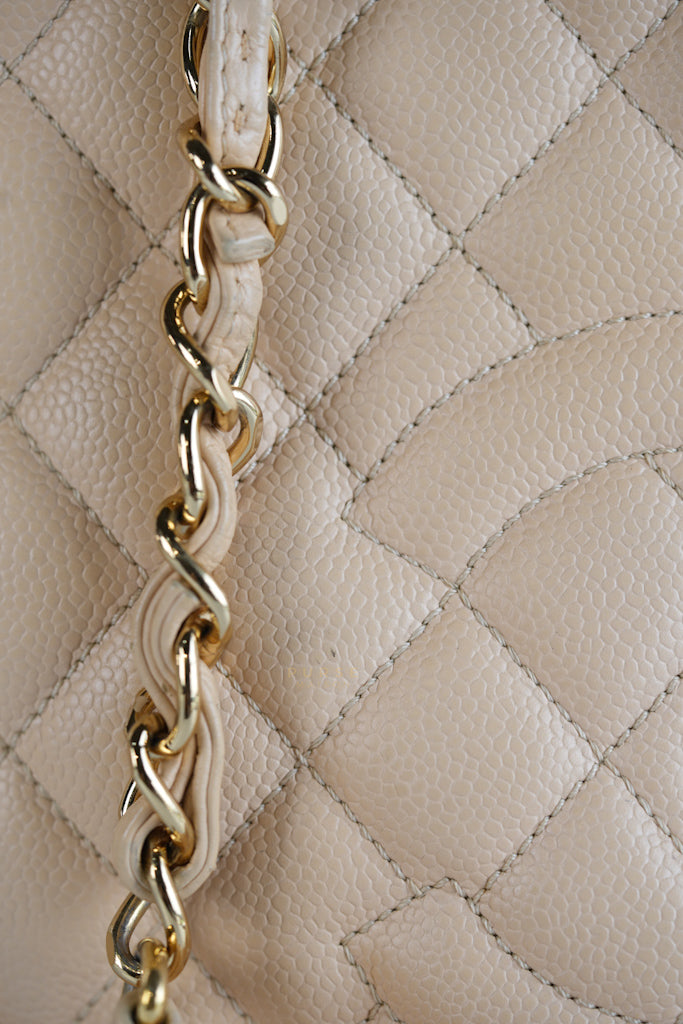 Grand Shopping Tote (GST) in Beige Clair Caviar Leather and Gold Hardware Series 15 | Purse Maison Luxury Bags Shop