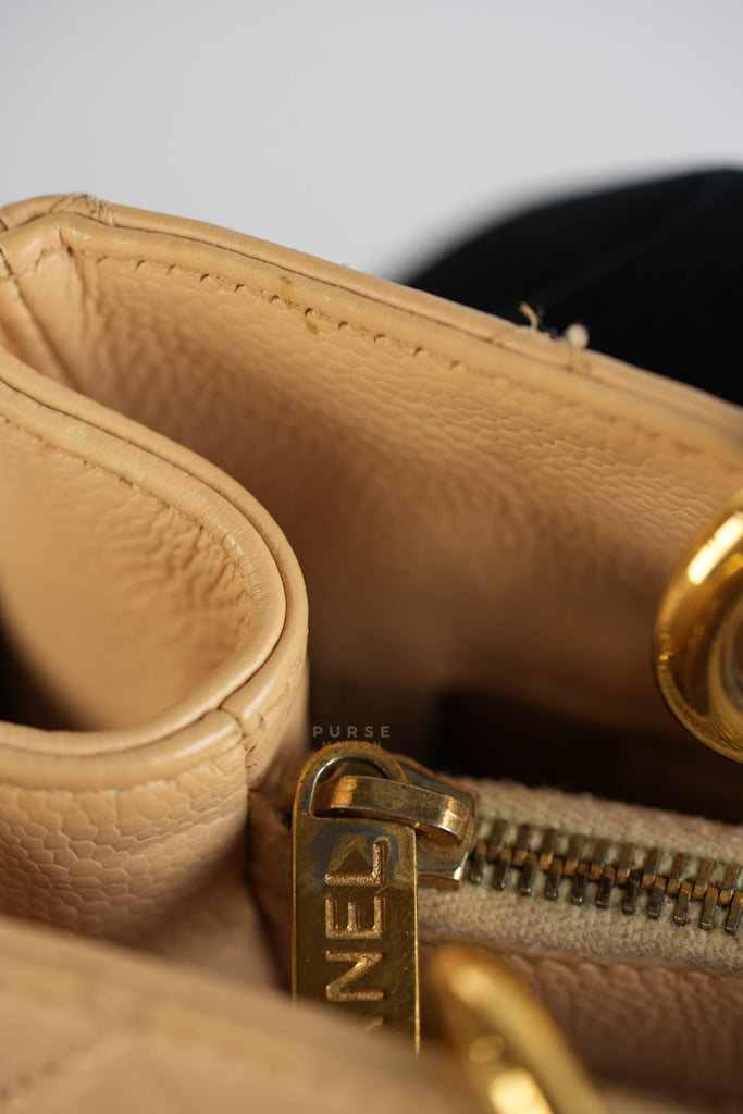 Grand Shopping Tote (GST) in Beige Clair Caviar Leather and Gold Hardware Series 15 | Purse Maison Luxury Bags Shop
