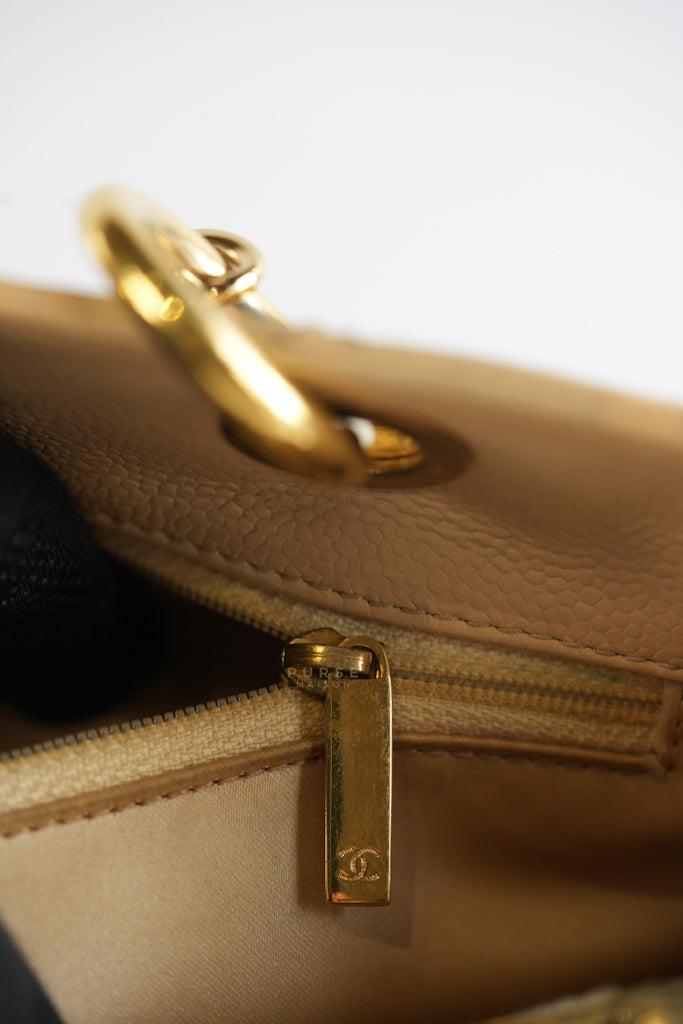 Grand Shopping Tote (GST) in Beige Clair Caviar Leather and Gold Hardware Series 15 | Purse Maison Luxury Bags Shop