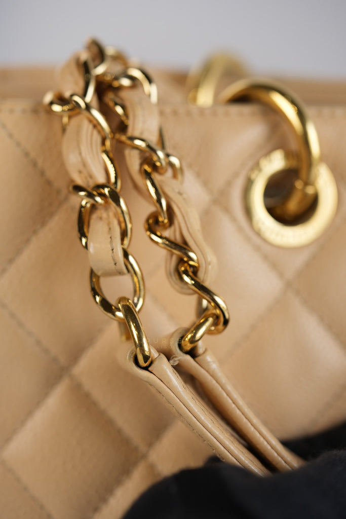 Grand Shopping Tote (GST) in Beige Clair Caviar Leather and Gold Hardware Series 15 | Purse Maison Luxury Bags Shop