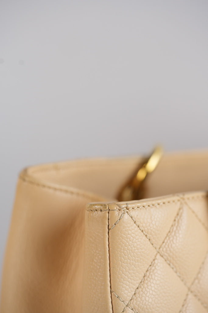 Grand Shopping Tote (GST) in Beige Clair Caviar Leather and Gold Hardware Series 15 | Purse Maison Luxury Bags Shop