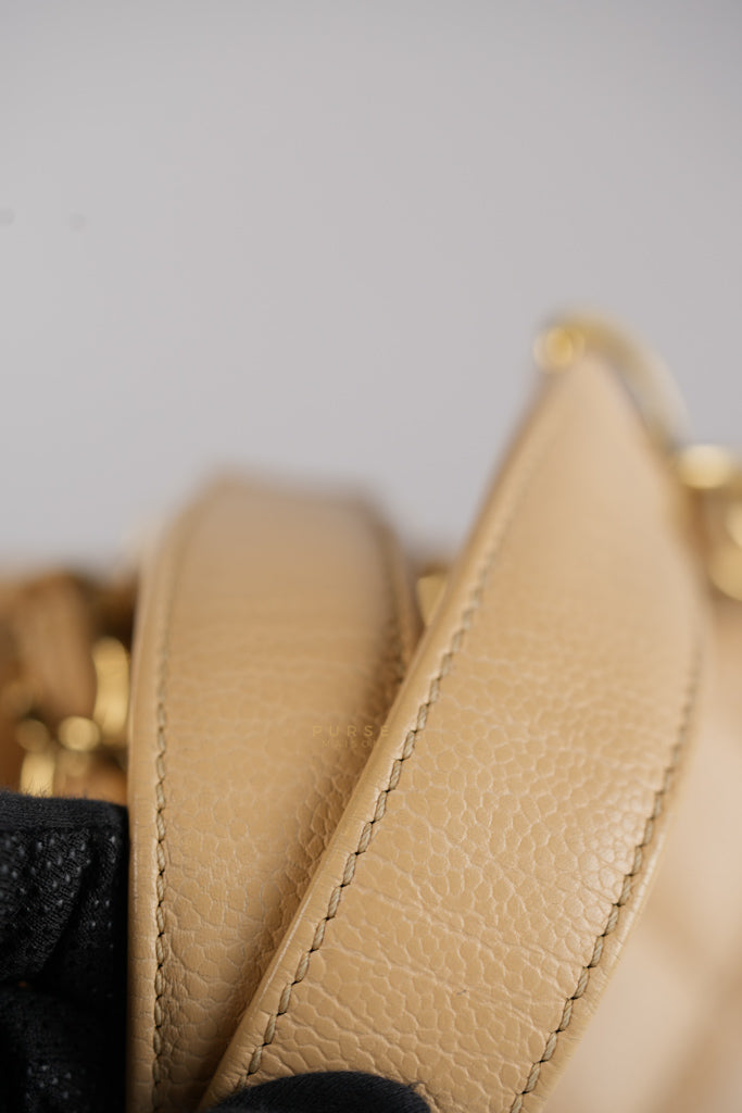 Grand Shopping Tote (GST) in Beige Clair Caviar Leather and Gold Hardware Series 15 | Purse Maison Luxury Bags Shop