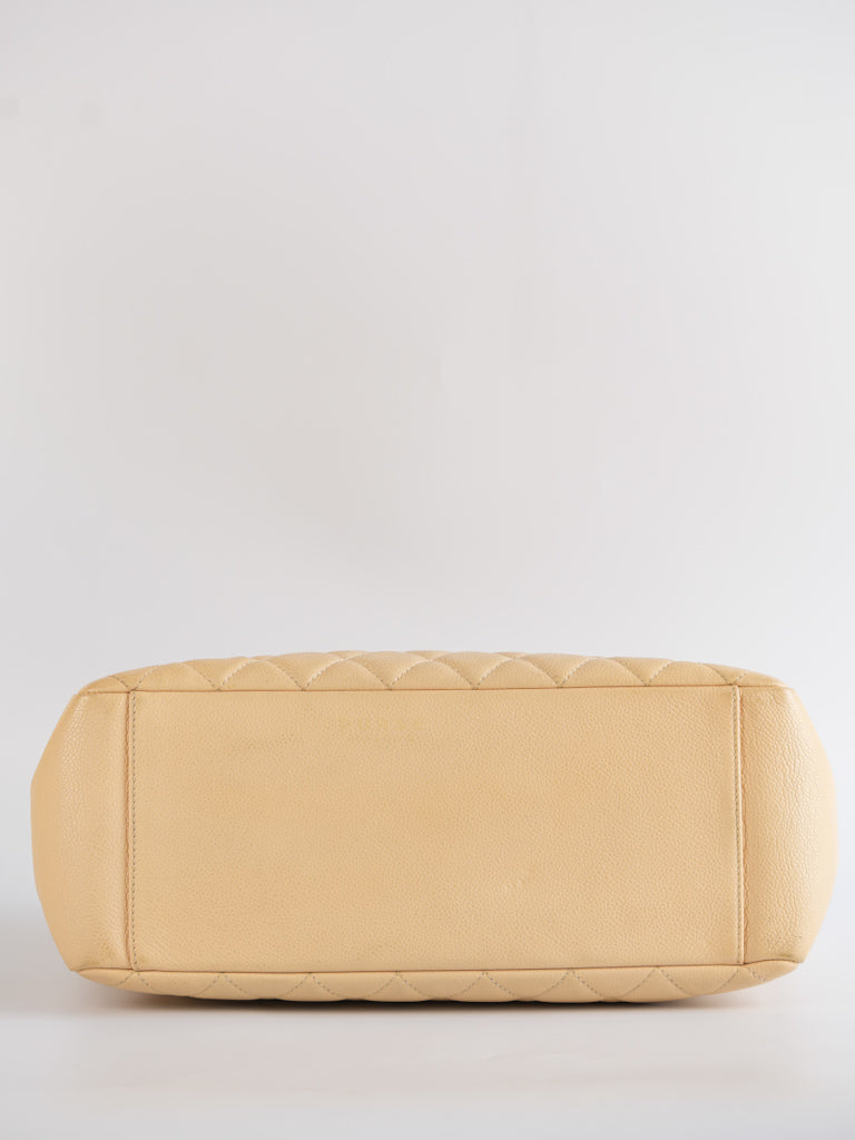 Grand Shopping Tote (GST) in Beige Clair Caviar Leather and Gold Hardware Series 15 | Purse Maison Luxury Bags Shop