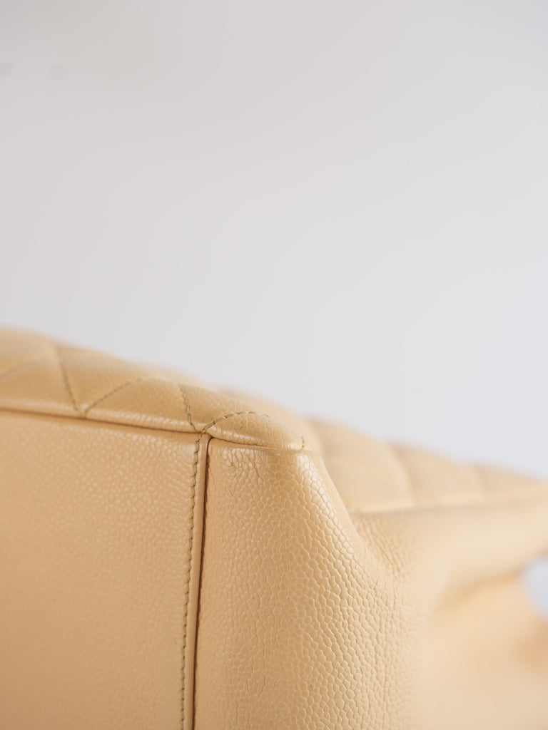 Grand Shopping Tote (GST) in Beige Clair Caviar Leather and Gold Hardware Series 15 | Purse Maison Luxury Bags Shop