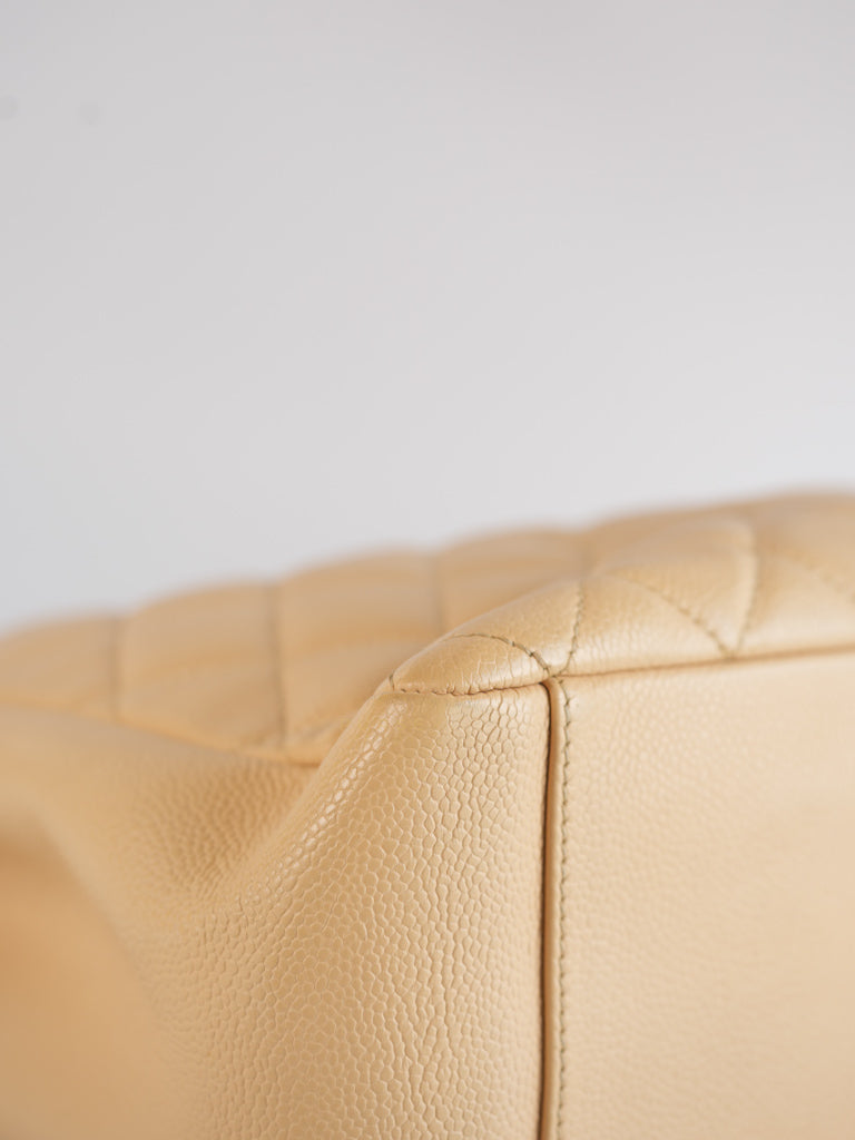Grand Shopping Tote (GST) in Beige Clair Caviar Leather and Gold Hardware Series 15 | Purse Maison Luxury Bags Shop