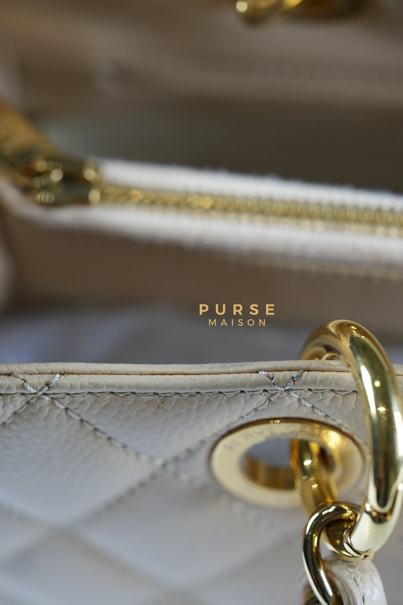 Grand Shopping Tote (GST) in Beige Clair Caviar Leather & Gold Hardware Series 14 | Purse Maison Luxury Bags Shop