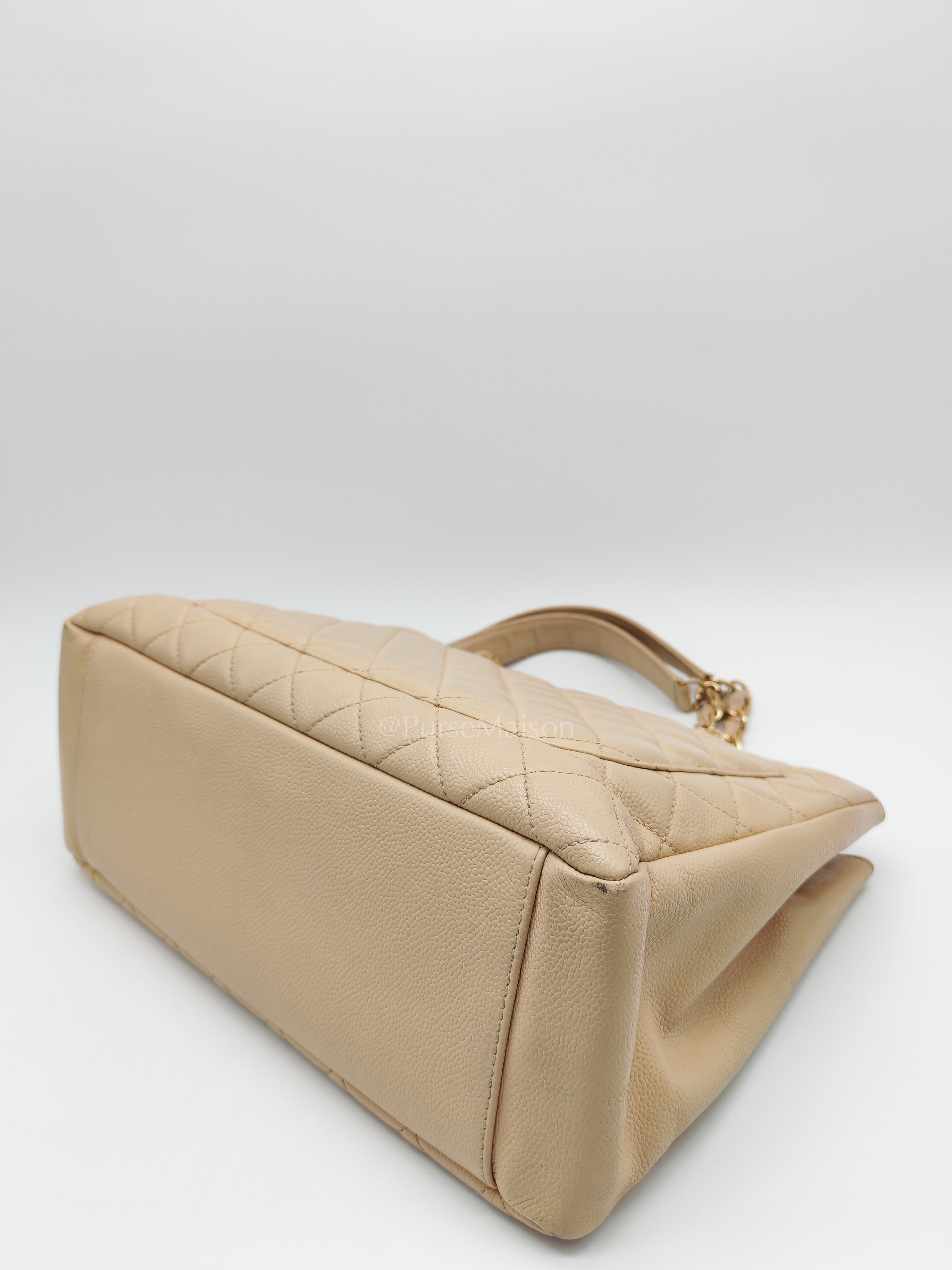 Grand Shopping Tote (GST) In Beige Clair Quilted Caviar Leather Series 16 | Purse Maison Luxury Bags Shop