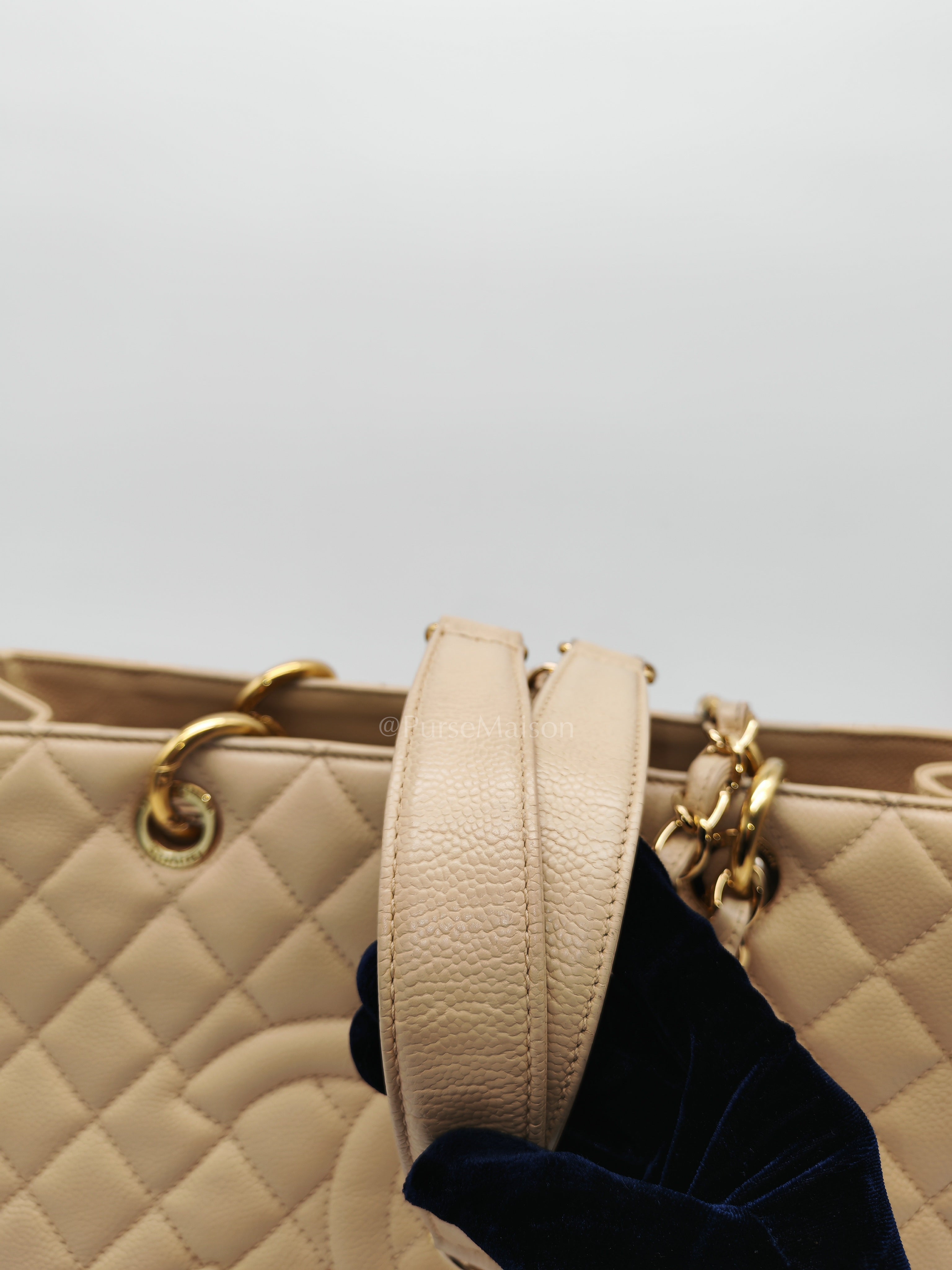 Grand Shopping Tote (GST) In Beige Clair Quilted Caviar Leather Series 16 | Purse Maison Luxury Bags Shop