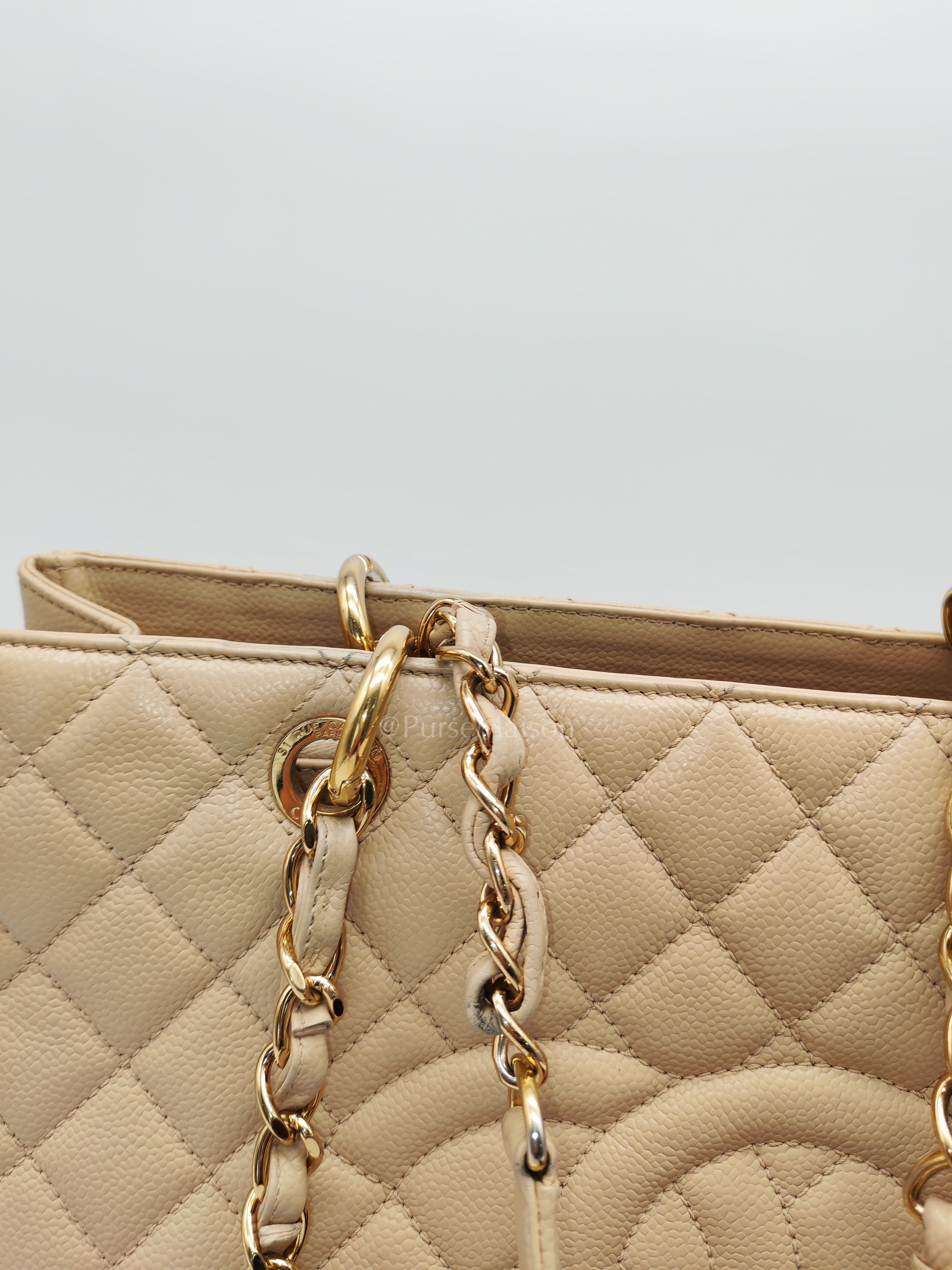 Grand Shopping Tote (GST) In Beige Clair Quilted Caviar Leather Series 16 | Purse Maison Luxury Bags Shop