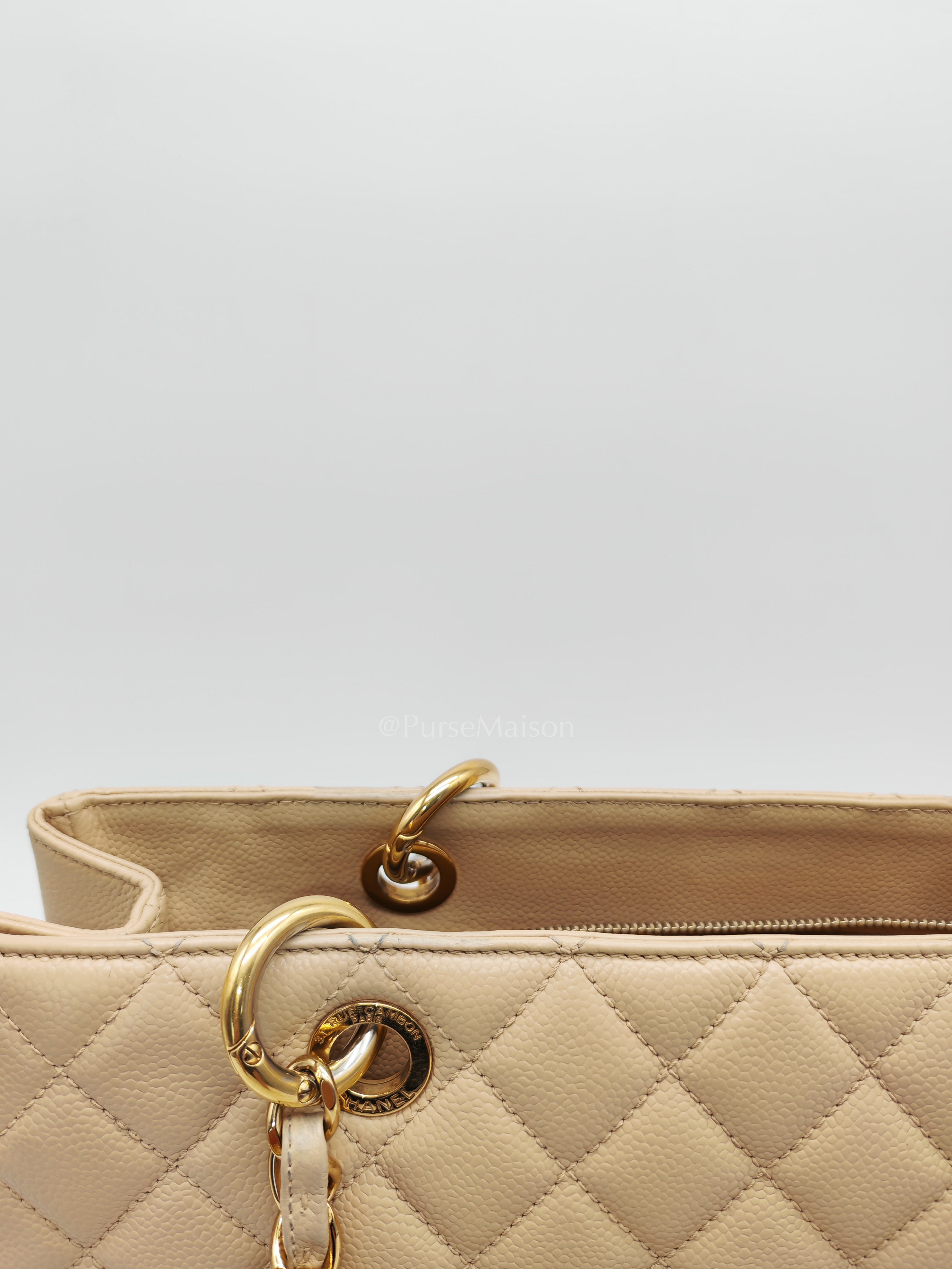 Grand Shopping Tote (GST) In Beige Clair Quilted Caviar Leather Series 16 | Purse Maison Luxury Bags Shop