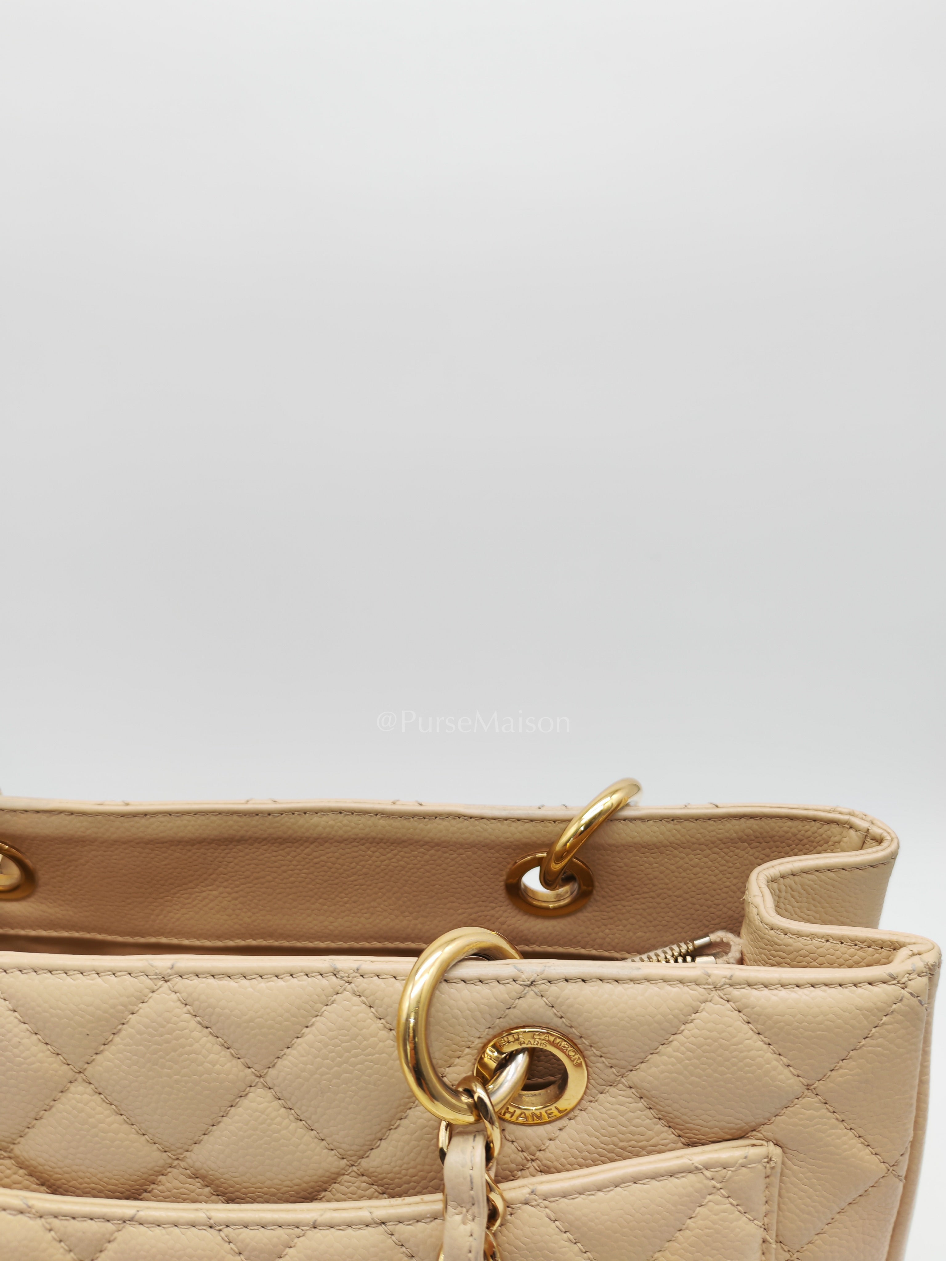 Grand Shopping Tote (GST) In Beige Clair Quilted Caviar Leather Series 16 | Purse Maison Luxury Bags Shop