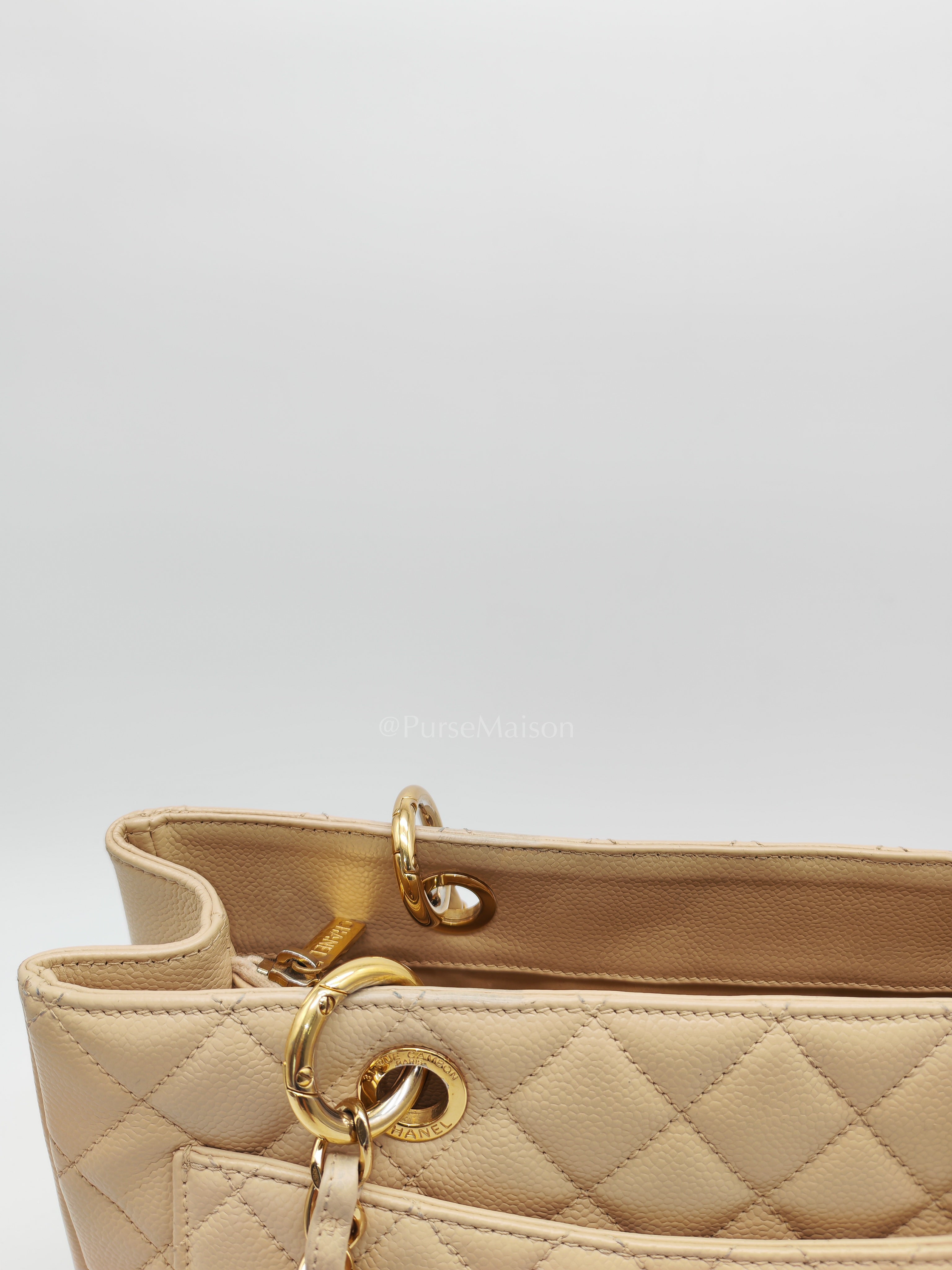 Grand Shopping Tote (GST) In Beige Clair Quilted Caviar Leather Series 16 | Purse Maison Luxury Bags Shop
