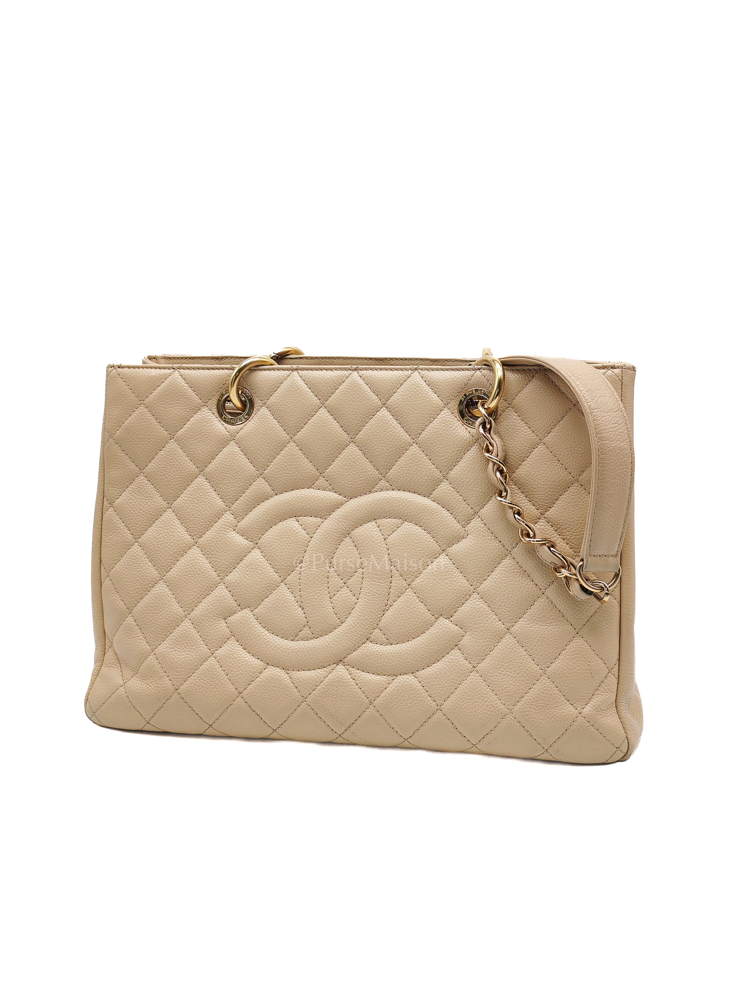 Grand Shopping Tote (GST) In Beige Clair Quilted Caviar Leather Series 16 | Purse Maison Luxury Bags Shop