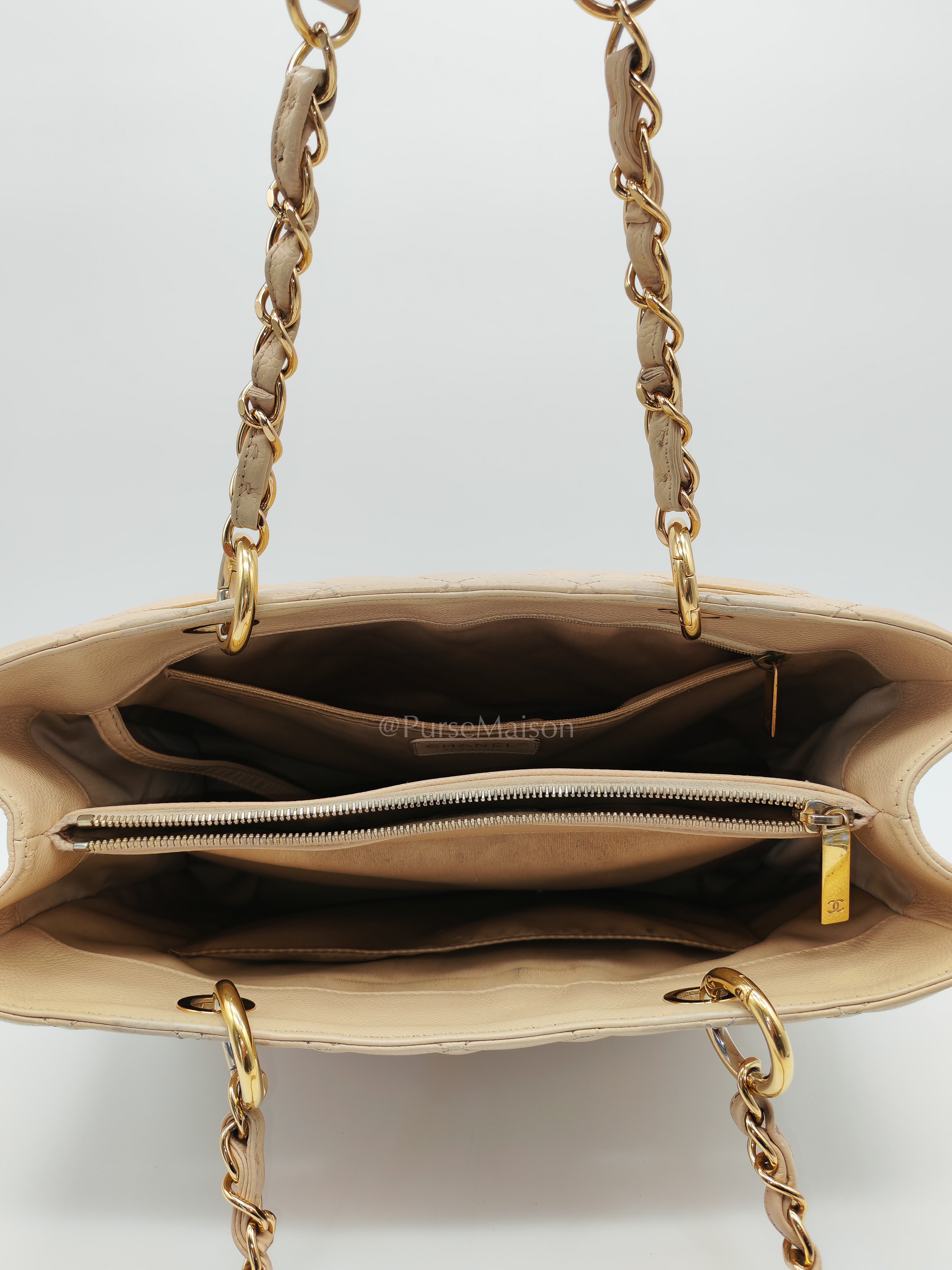 Grand Shopping Tote (GST) In Beige Clair Quilted Caviar Leather Series 16 | Purse Maison Luxury Bags Shop