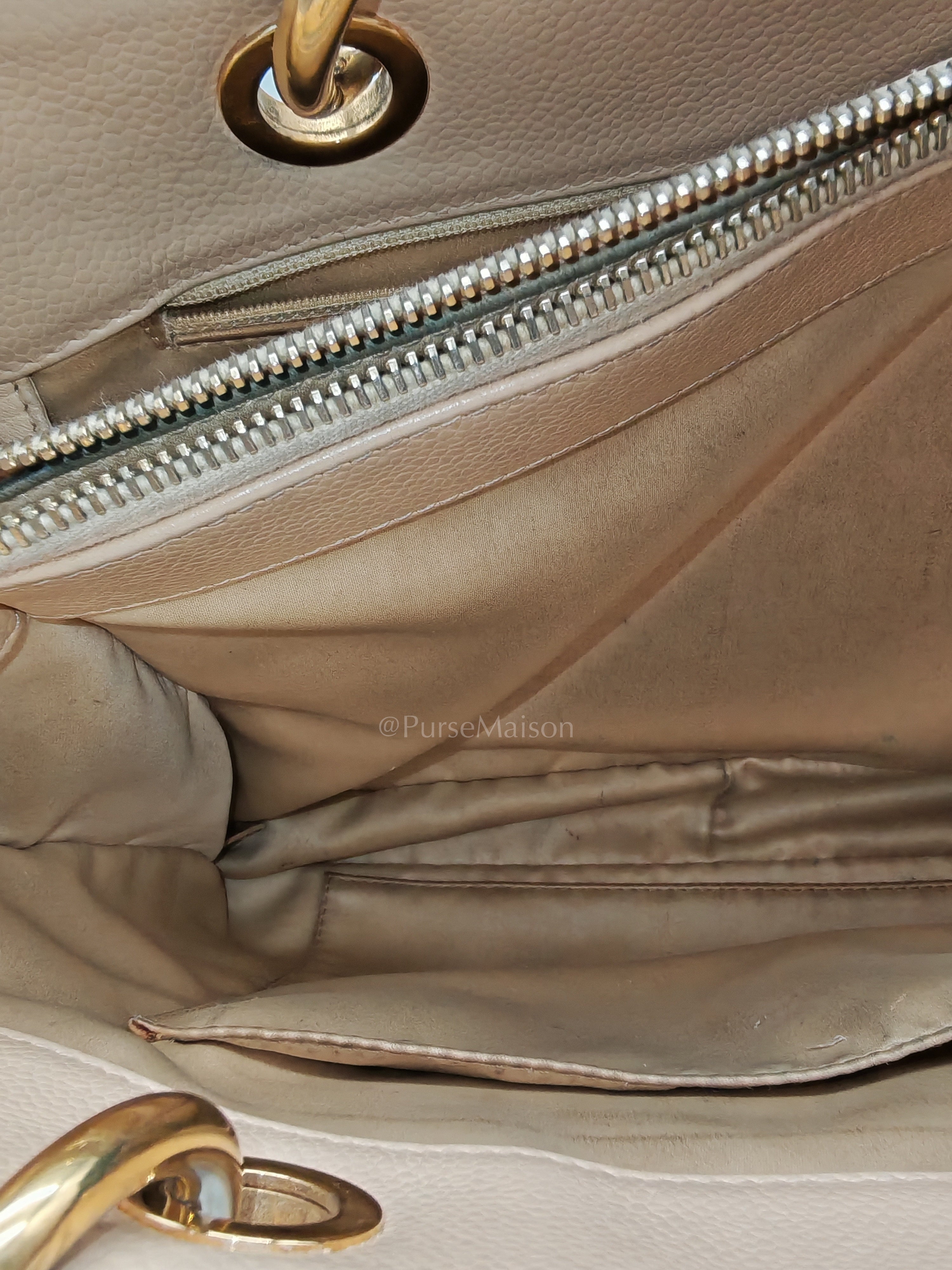 Grand Shopping Tote (GST) In Beige Clair Quilted Caviar Leather Series 16 | Purse Maison Luxury Bags Shop