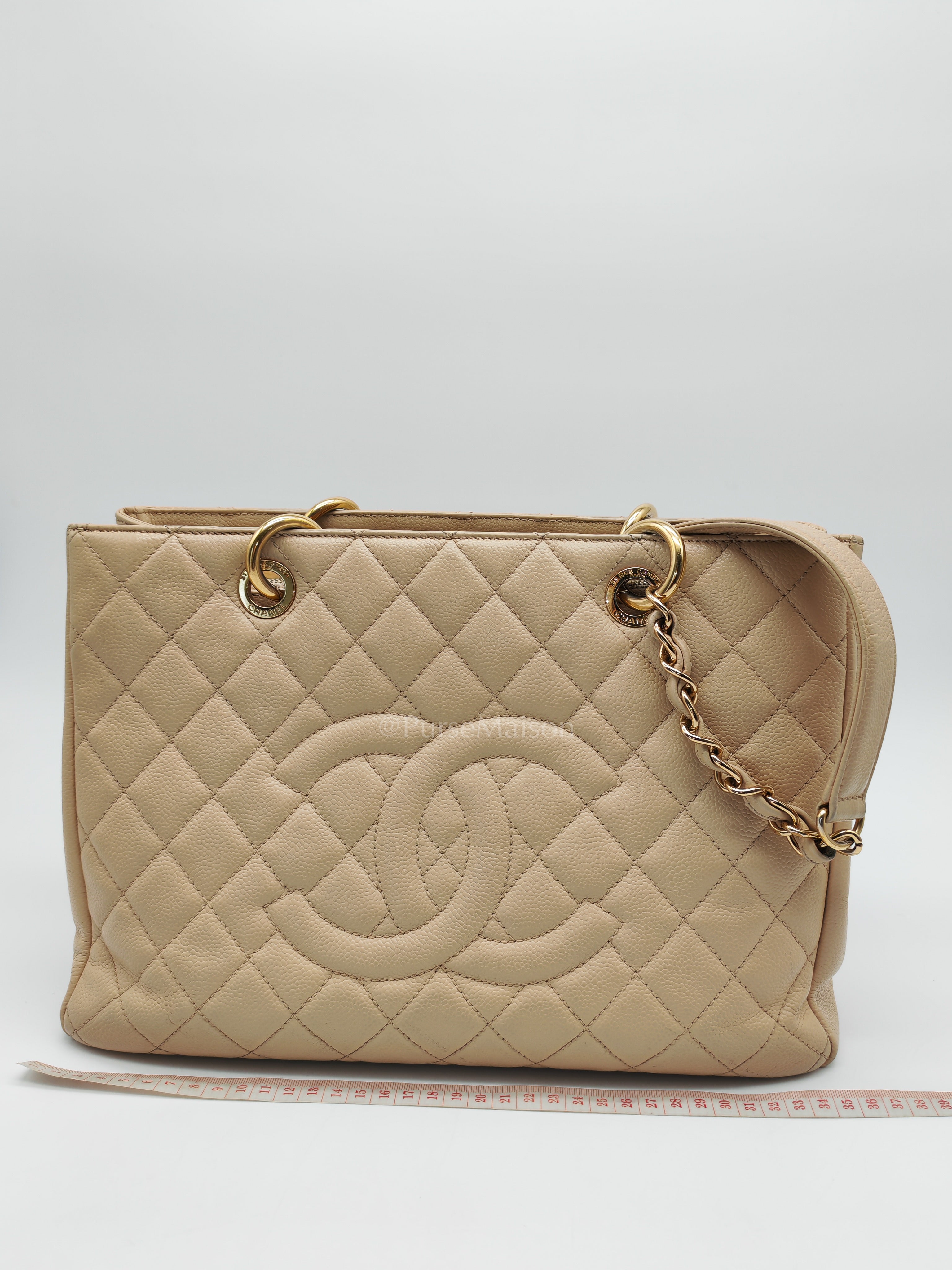 Grand Shopping Tote (GST) In Beige Clair Quilted Caviar Leather Series 16 | Purse Maison Luxury Bags Shop