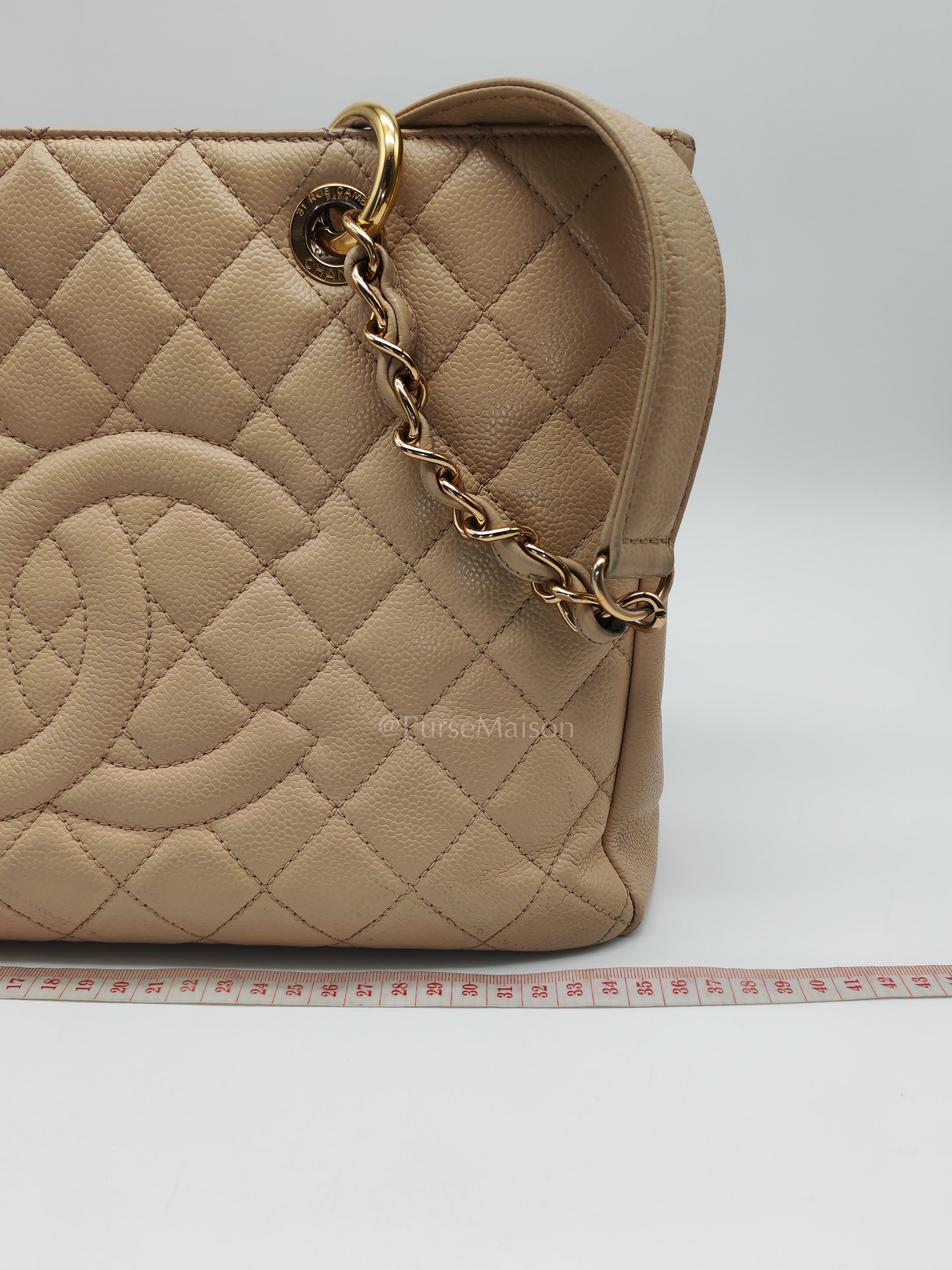 Grand Shopping Tote (GST) In Beige Clair Quilted Caviar Leather Series 16 | Purse Maison Luxury Bags Shop